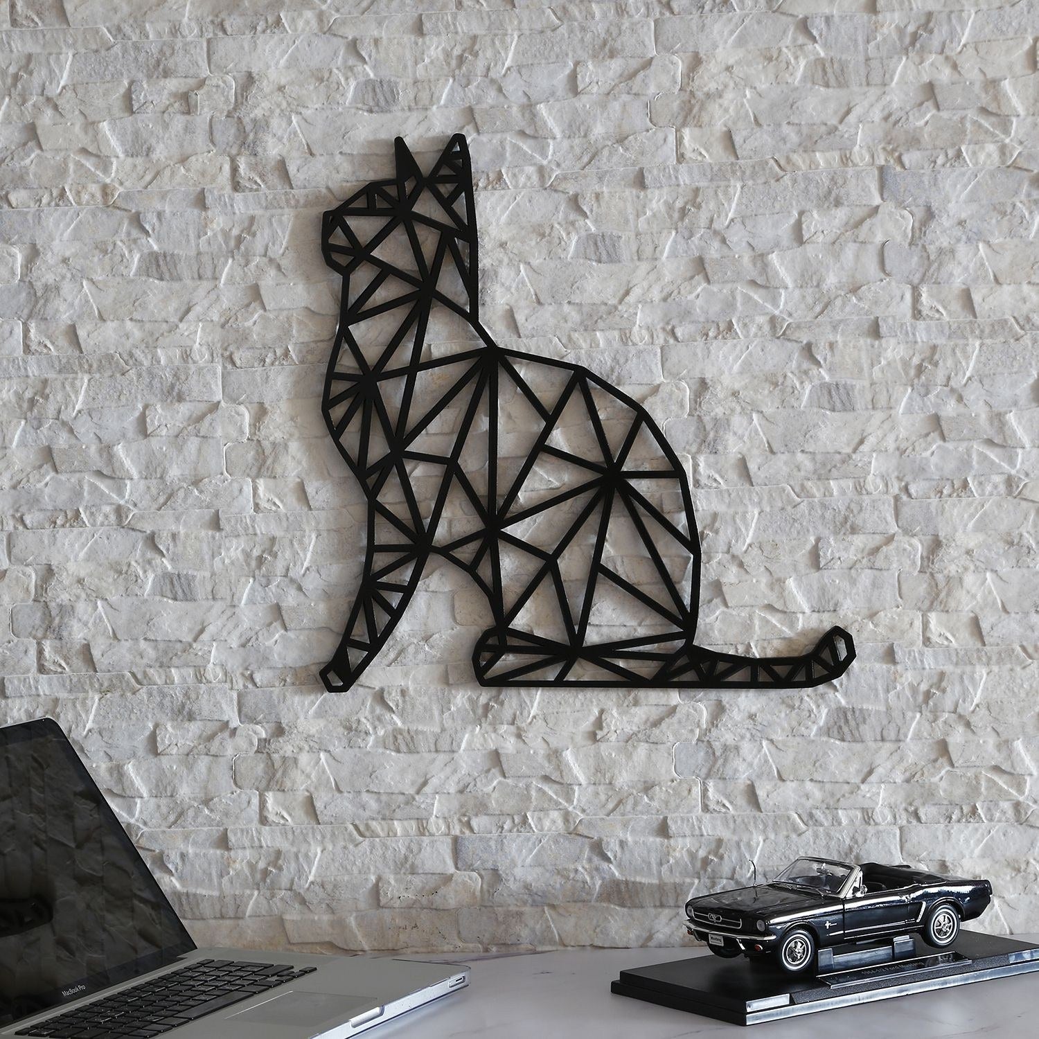 Acessório Decorativo de Parede em Madeira Preta MTK013 v2 - MDF 46x48cm