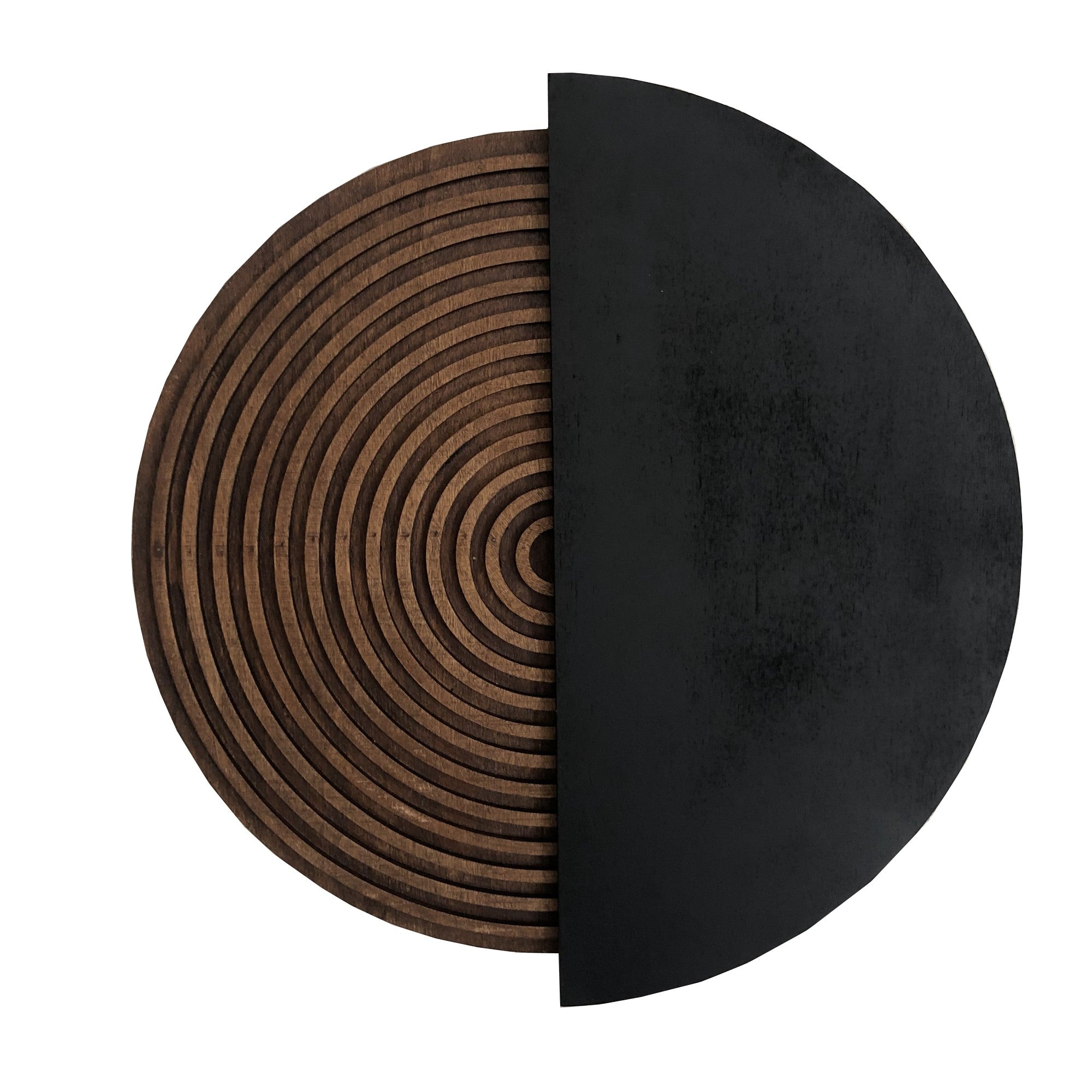 Arte Decorativa de Parede ART143 - Madeira Compensada Natural e Preta 50x50cm Pintada à Mão