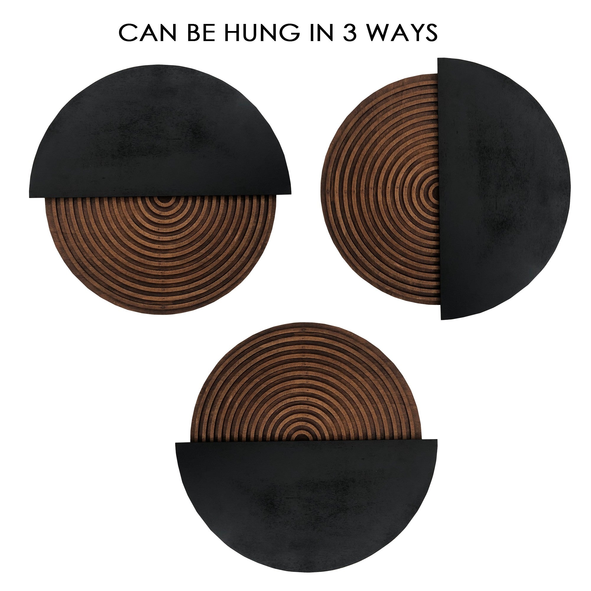 Arte Decorativa de Parede ART143 - Madeira Compensada Natural e Preta 50x50cm Pintada à Mão