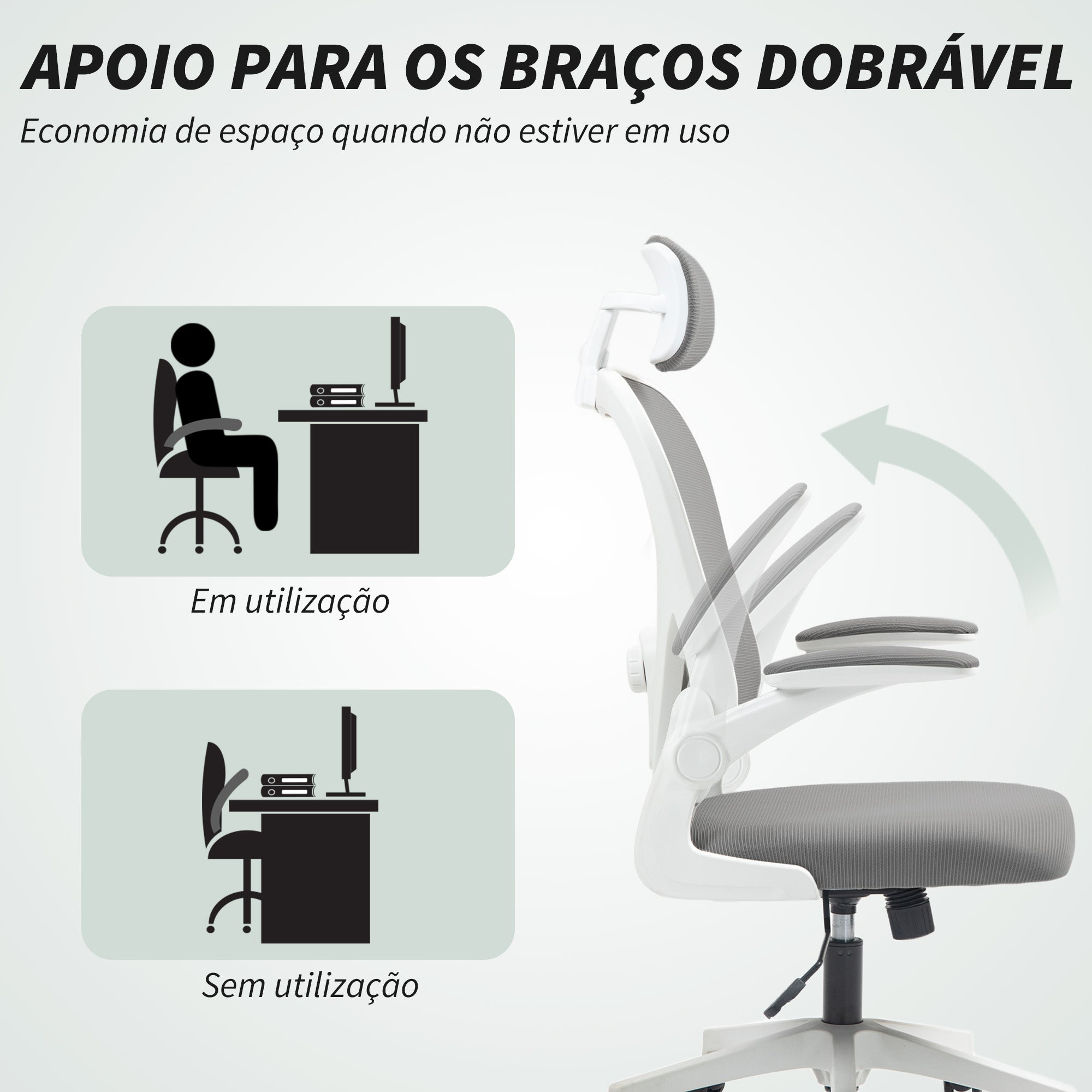 Cadeira de Escritório em Malha Transpirável Cinzenta 58x63x115-125 cm