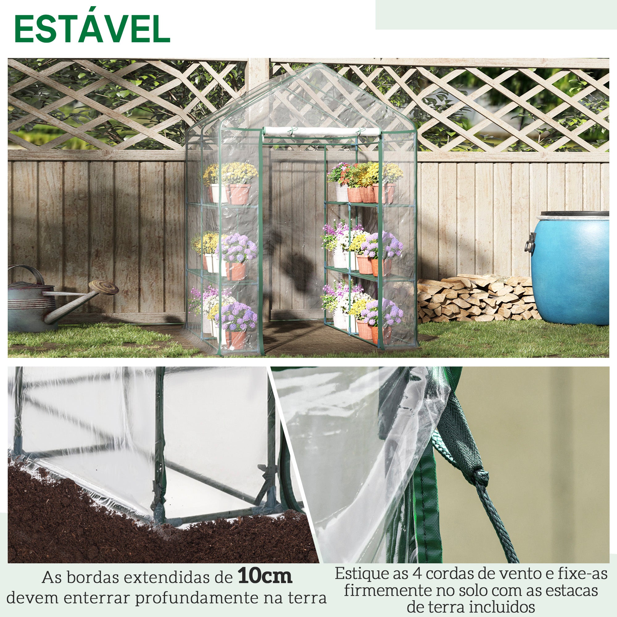 Estufa de Jardim Transparente 143x143x195cm - Cor Transparente