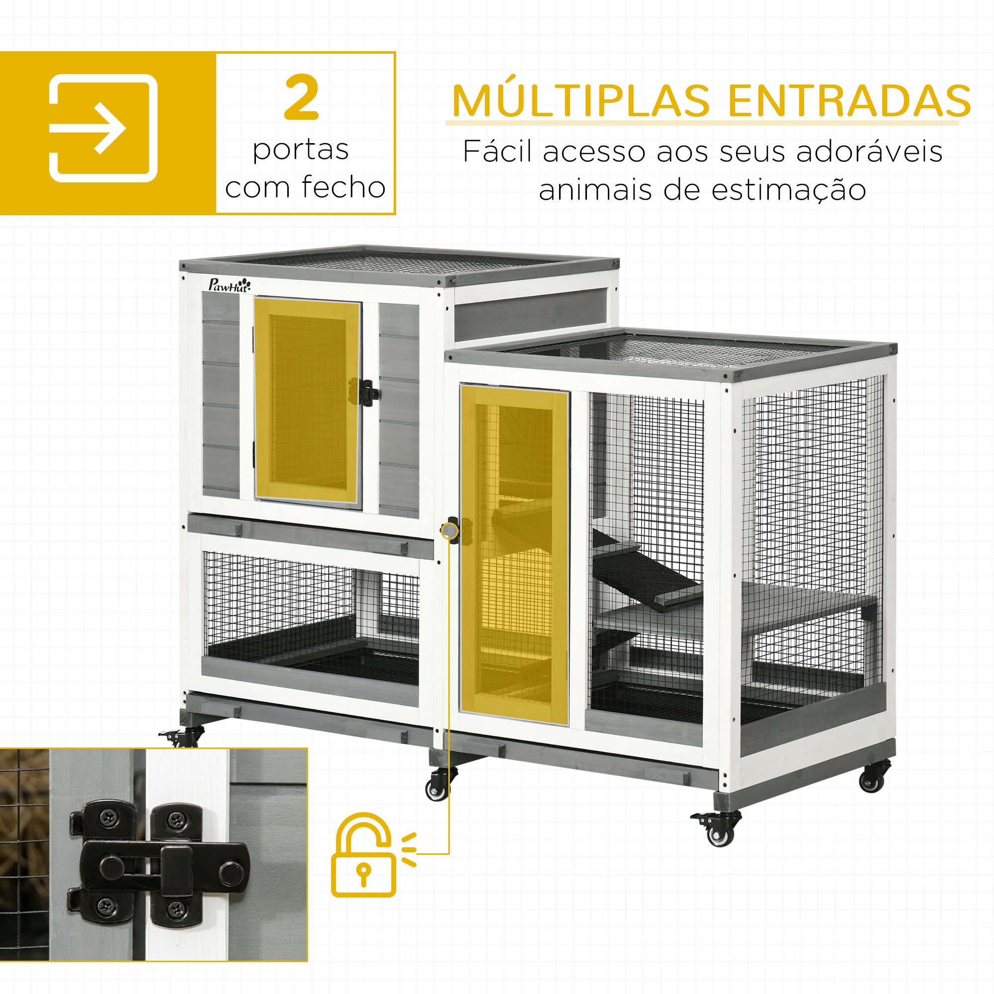 Gaiola para Animais Pequenos 110x50x86 cm - Cinza