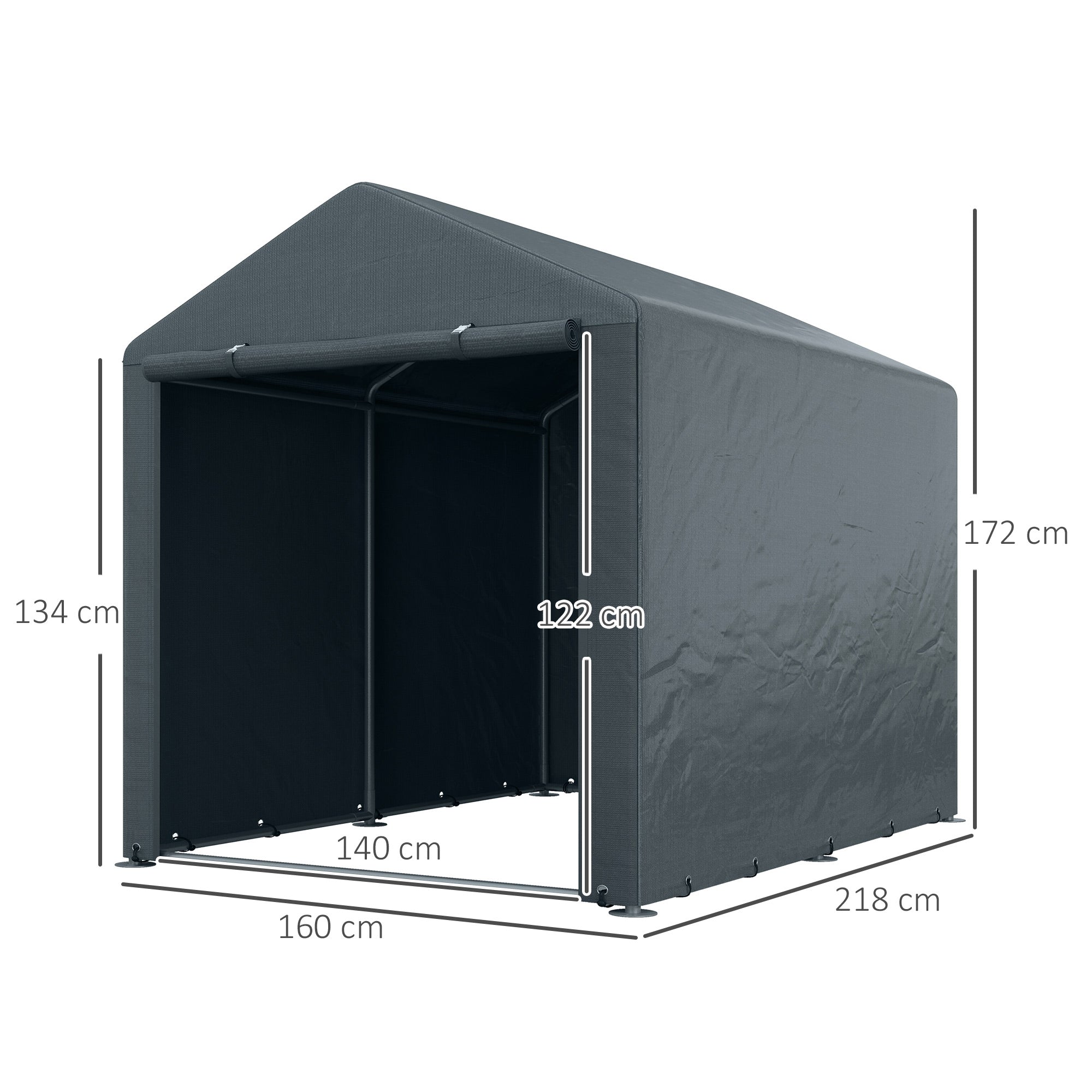 Abrigo de Jardim 160x218x172 cm - Cinza Escuro