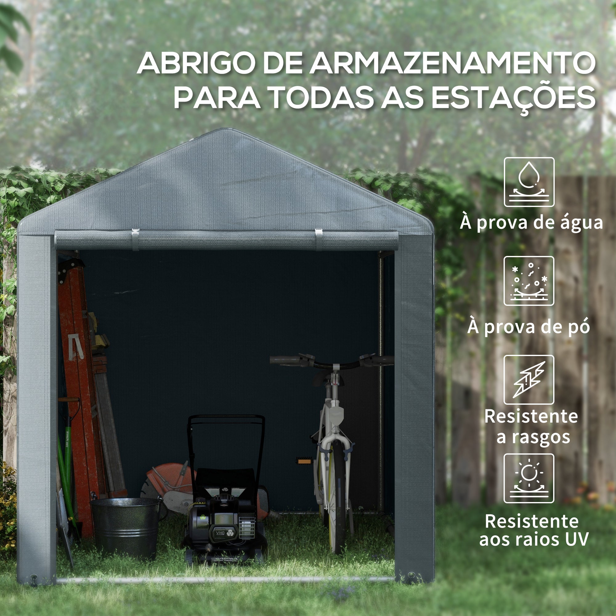 Abrigo de Jardim 160x218x172 cm - Cinza Escuro