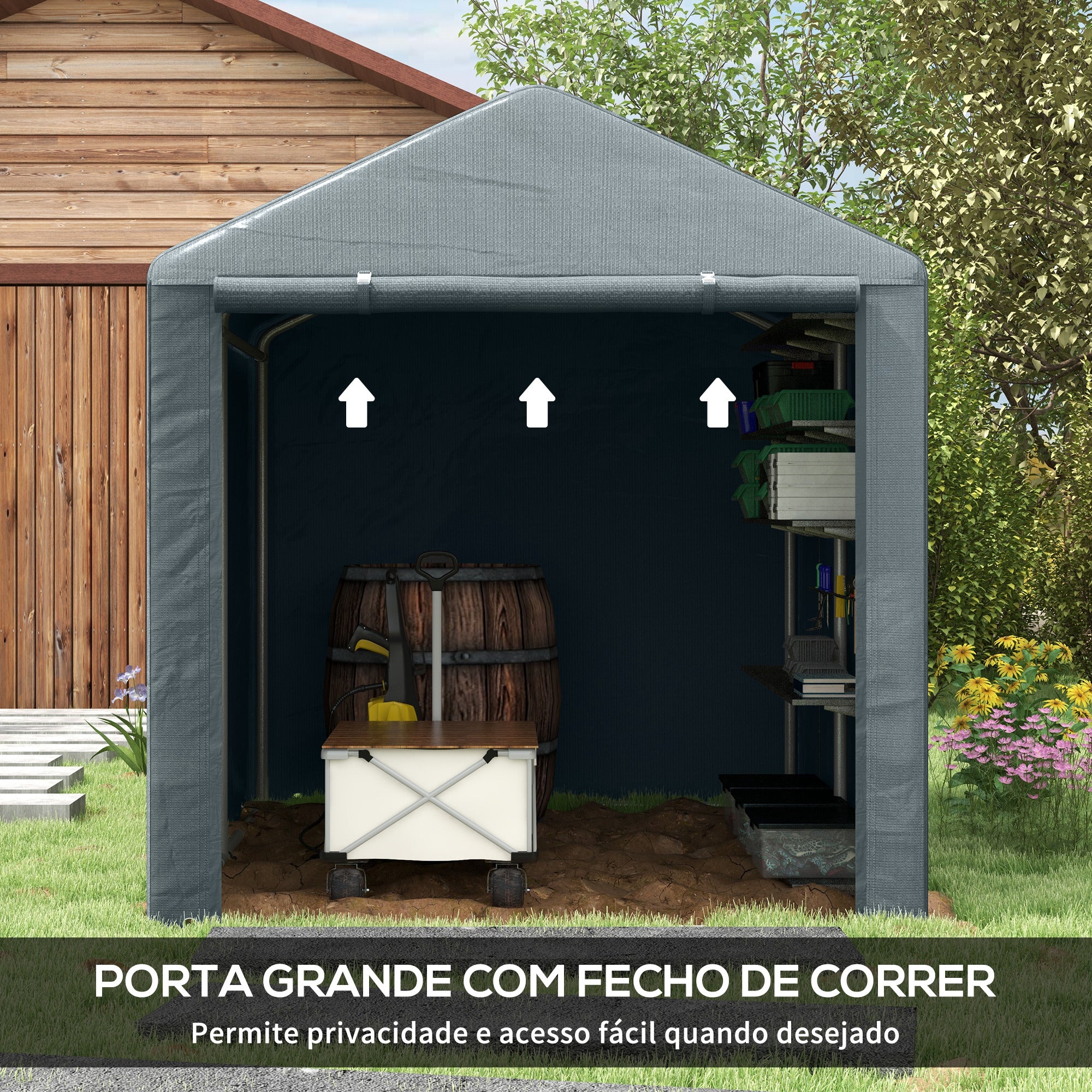 Abrigo de Jardim 160x218x172 cm - Cinza Escuro