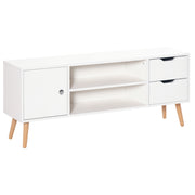 Armário de TV Grande com Armário, Prateleiras e Gavetas - 120x28x44 cm - Branco