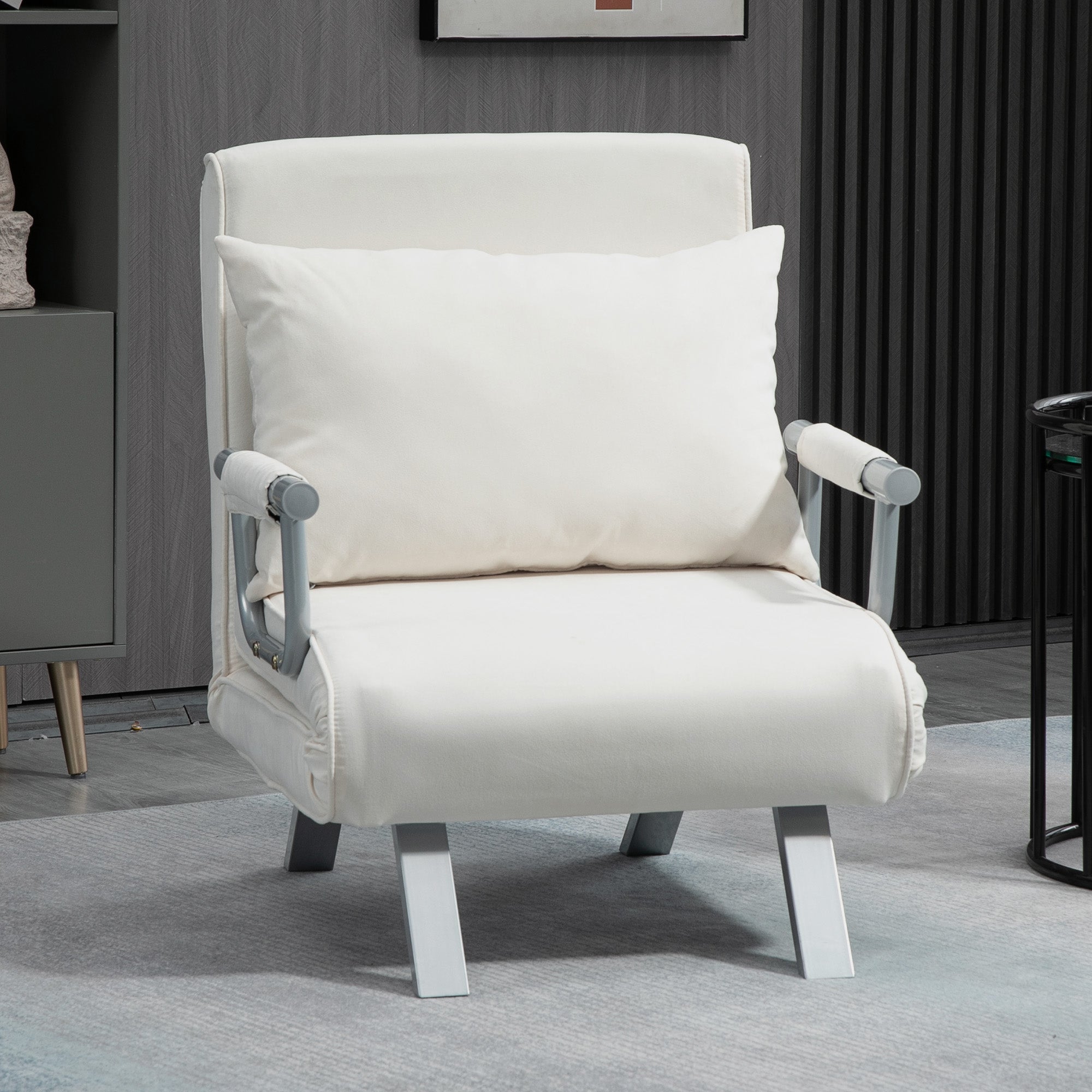 Sofá Cama Individual Reclinável 65x69x80 cm - Cor Creme