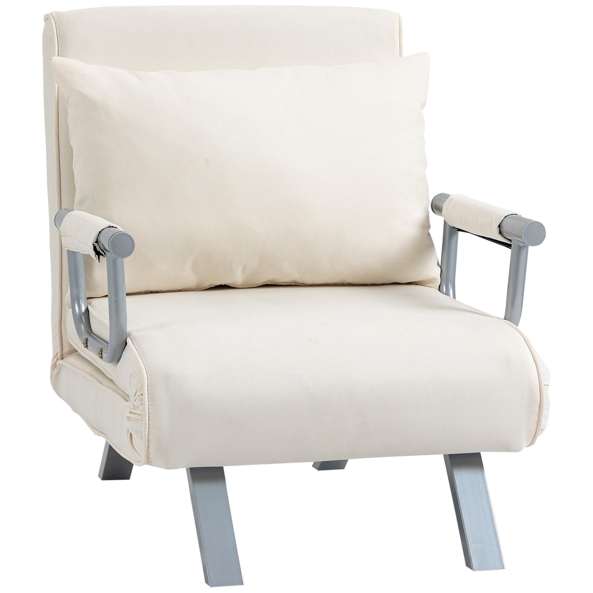 Sofá Cama Individual Reclinável 65x69x80 cm - Cor Creme