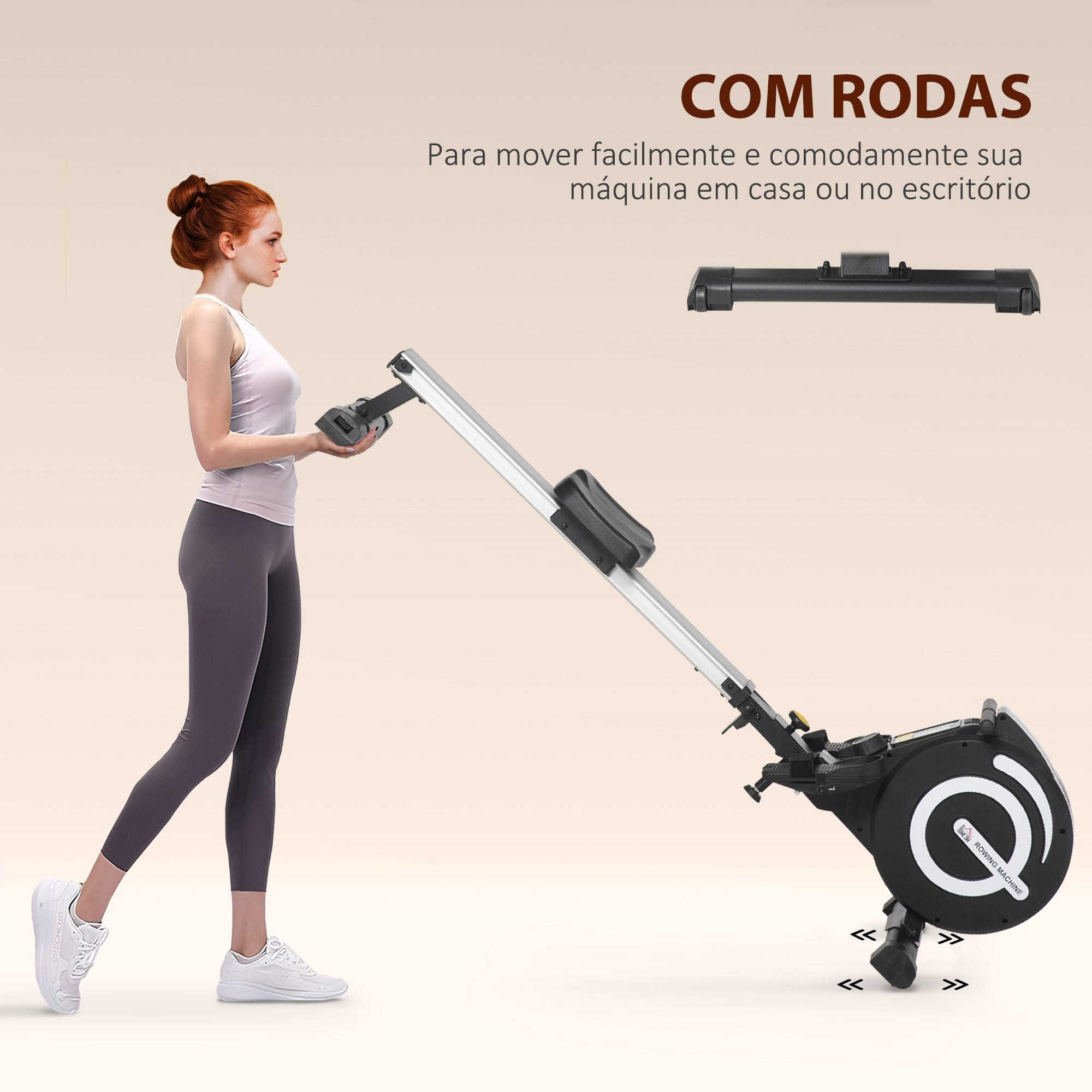 Máquina de Remo Dobrável 185x58x57cm Preto e Prata