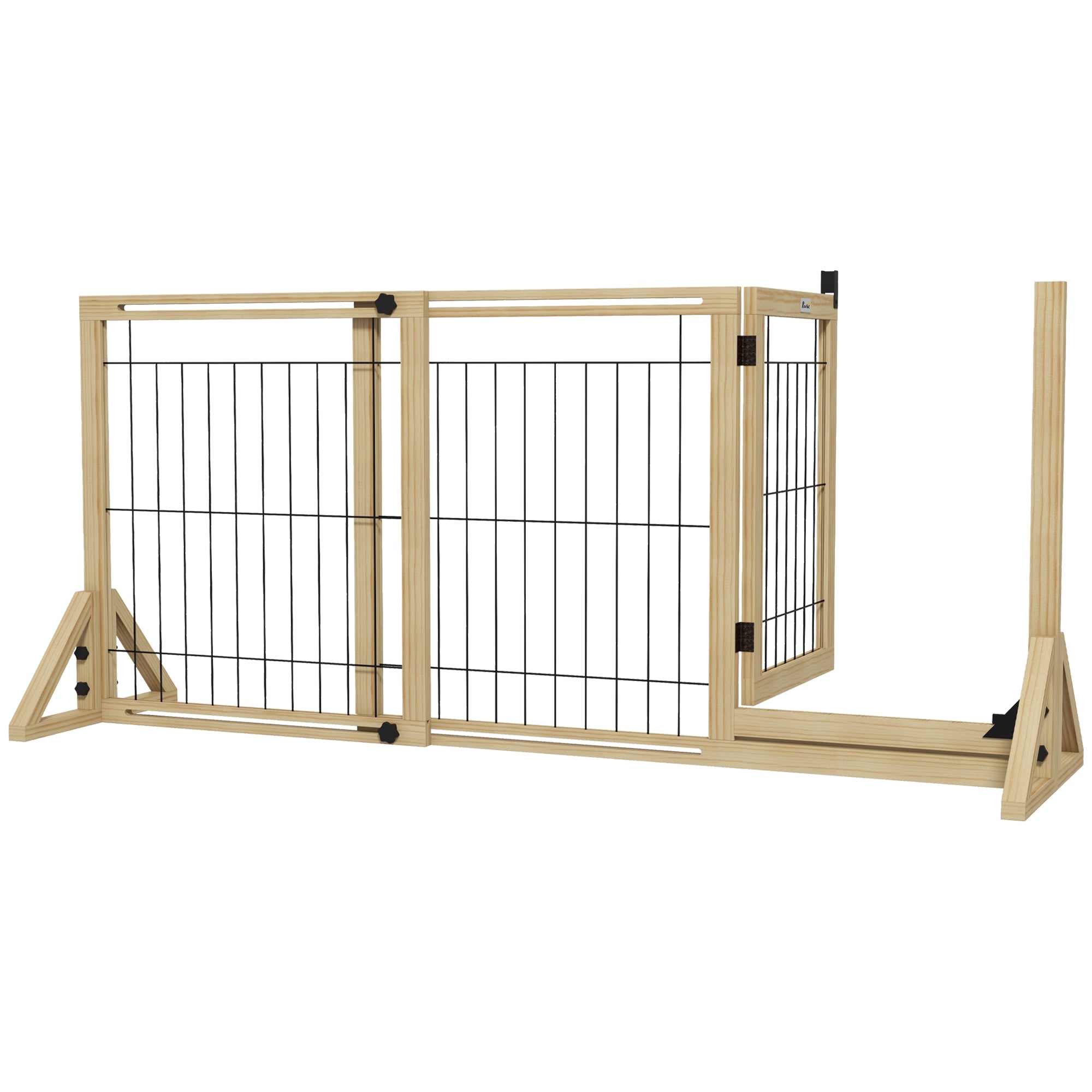 Barreira de Segurança para Cães de Madeira Extensível 112-159x44x70 cm - Cor Madeira Natural