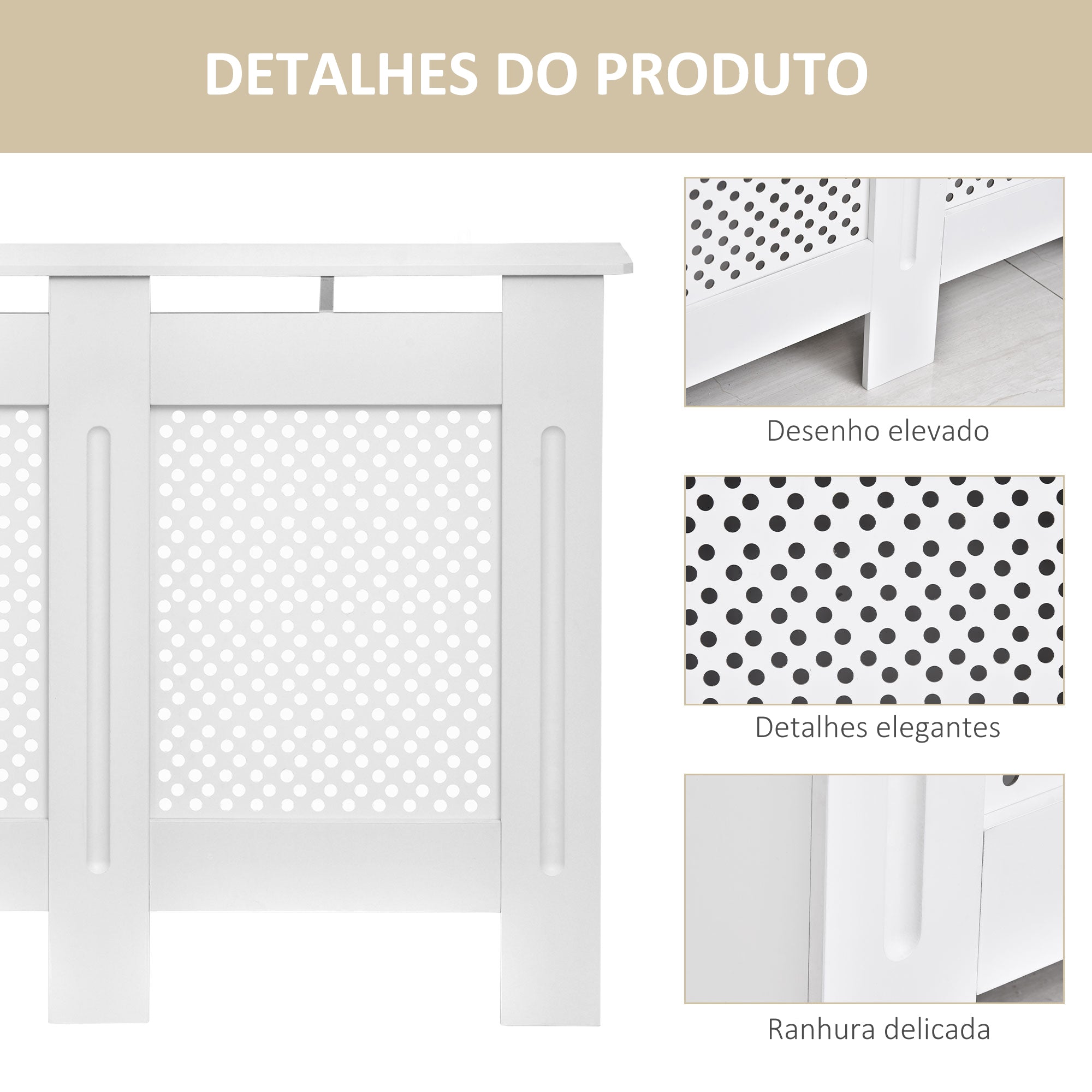 Cobertura de Radiador com Prateleira – 111,5x82x19 cm – Branco – MDF