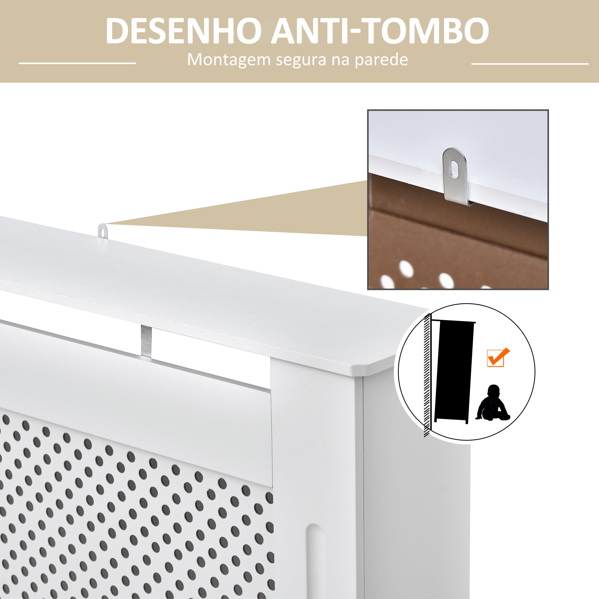 Cobertura de Radiador com Prateleira – 111,5x82x19 cm – Branco – MDF
