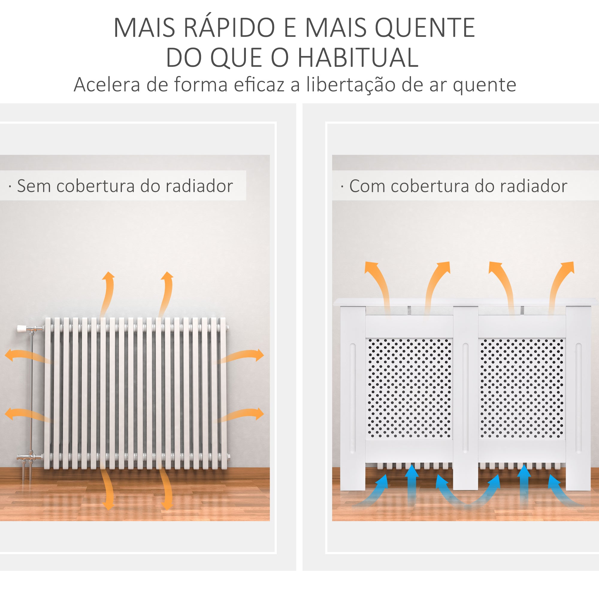 Cobertura de Radiador com Prateleira – 111,5x82x19 cm – Branco – MDF