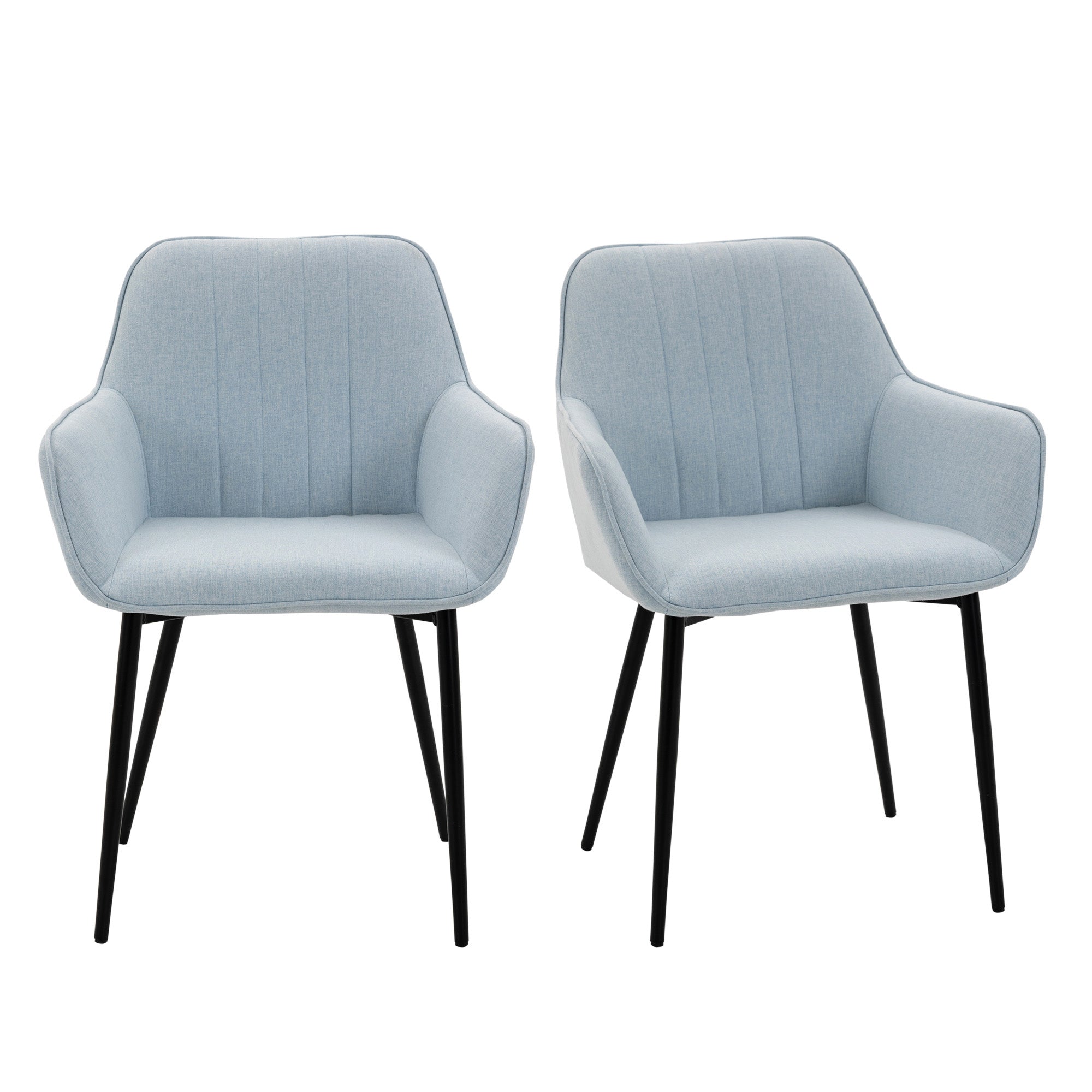 Conjunto de 2 Cadeiras de Sala de Jantar Estofadas em Linho Azul 59,5x56,5x81 cm