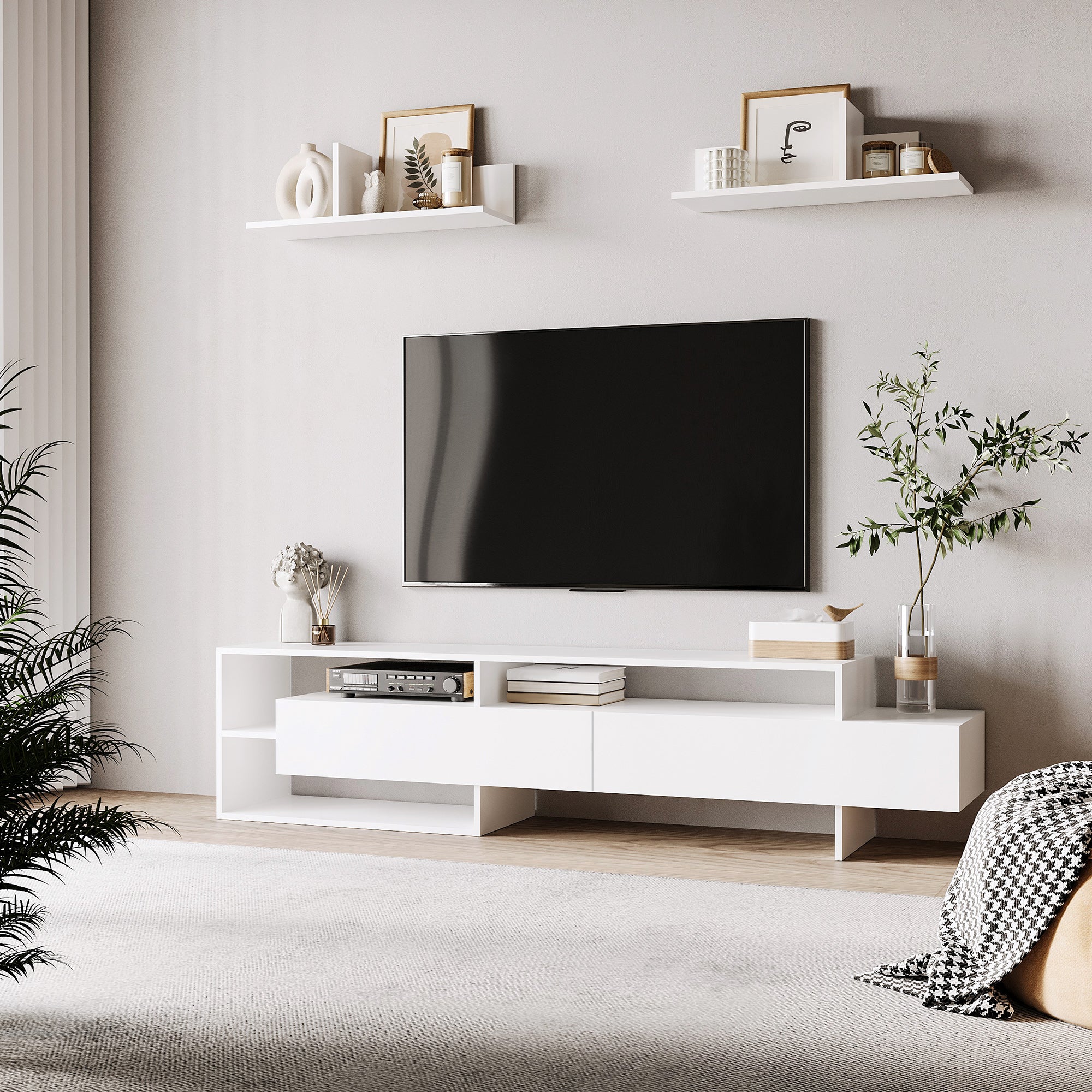 Móvel de TV Moderno 180x33,5x42cm Branco