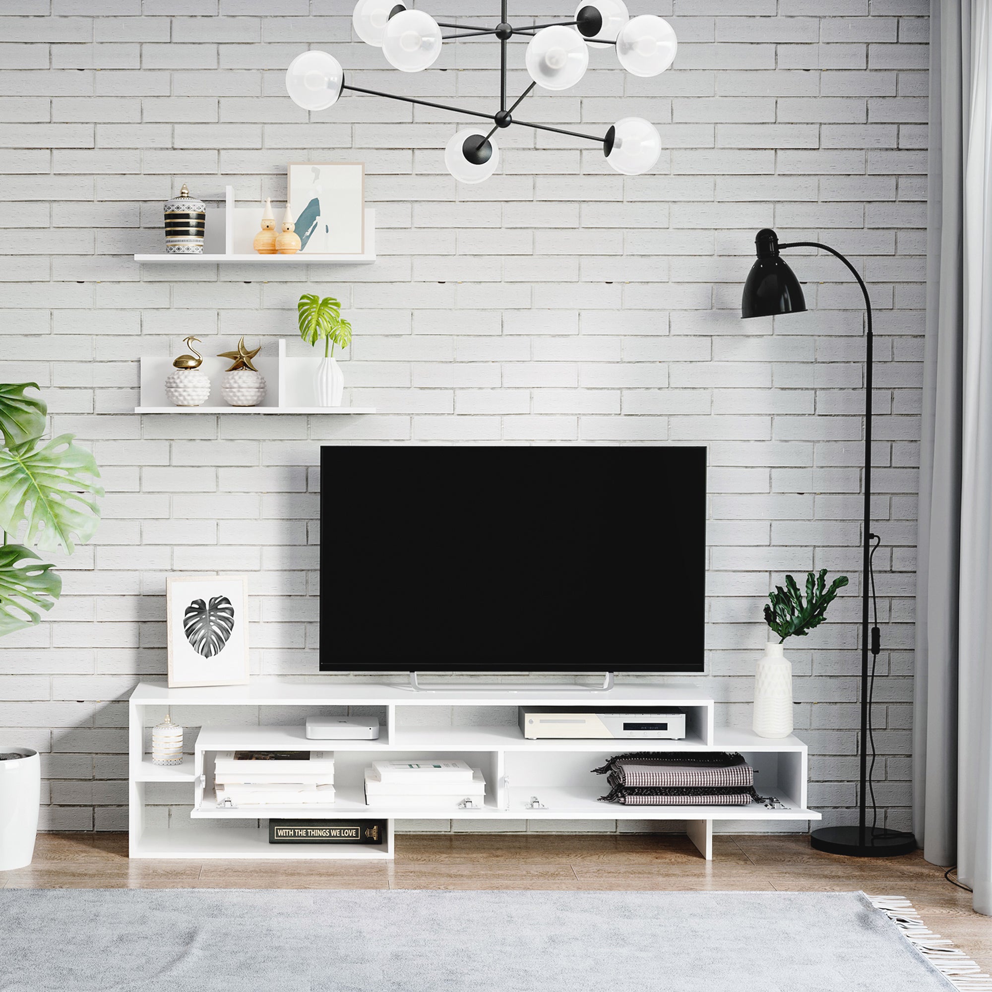 Móvel de TV Moderno 180x33,5x42cm Branco