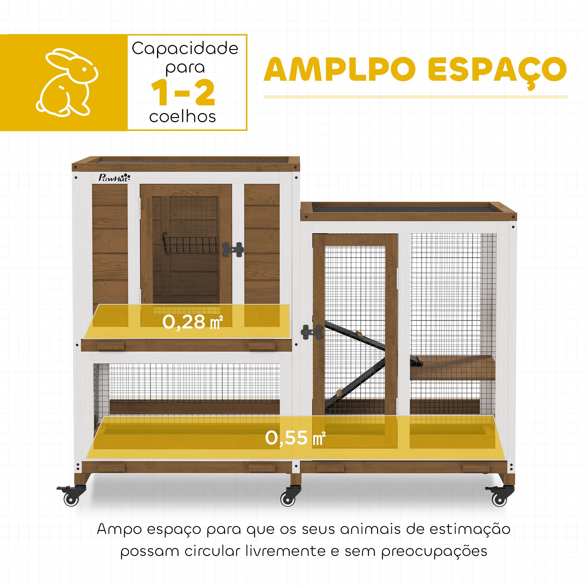 Coelheira de Madeira Marrom 110x50x86 cm para Coelhos e Animais Pequenos