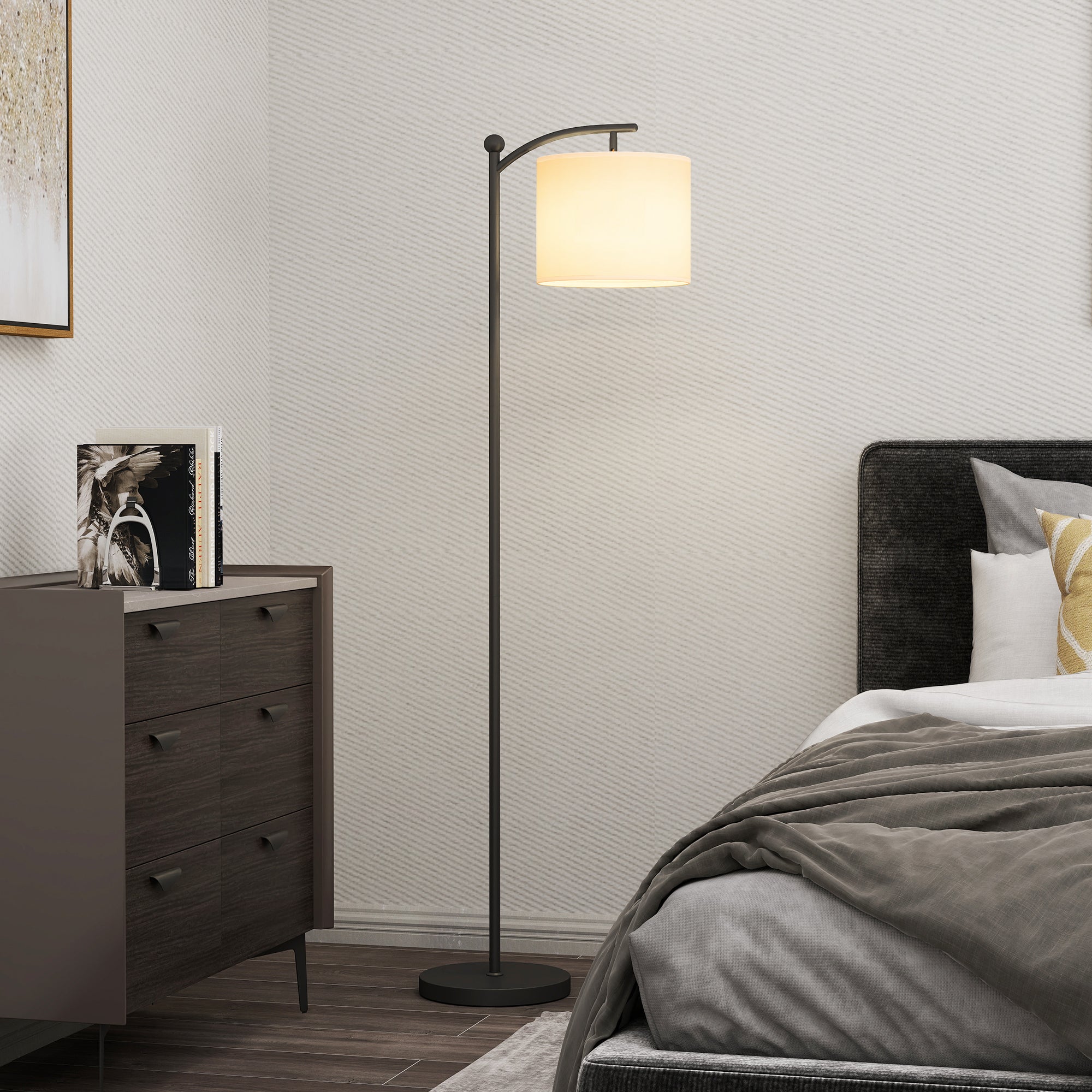 Candeeiro de Pé LED Regulável 54,3x30,6x159,6 cm - Preto