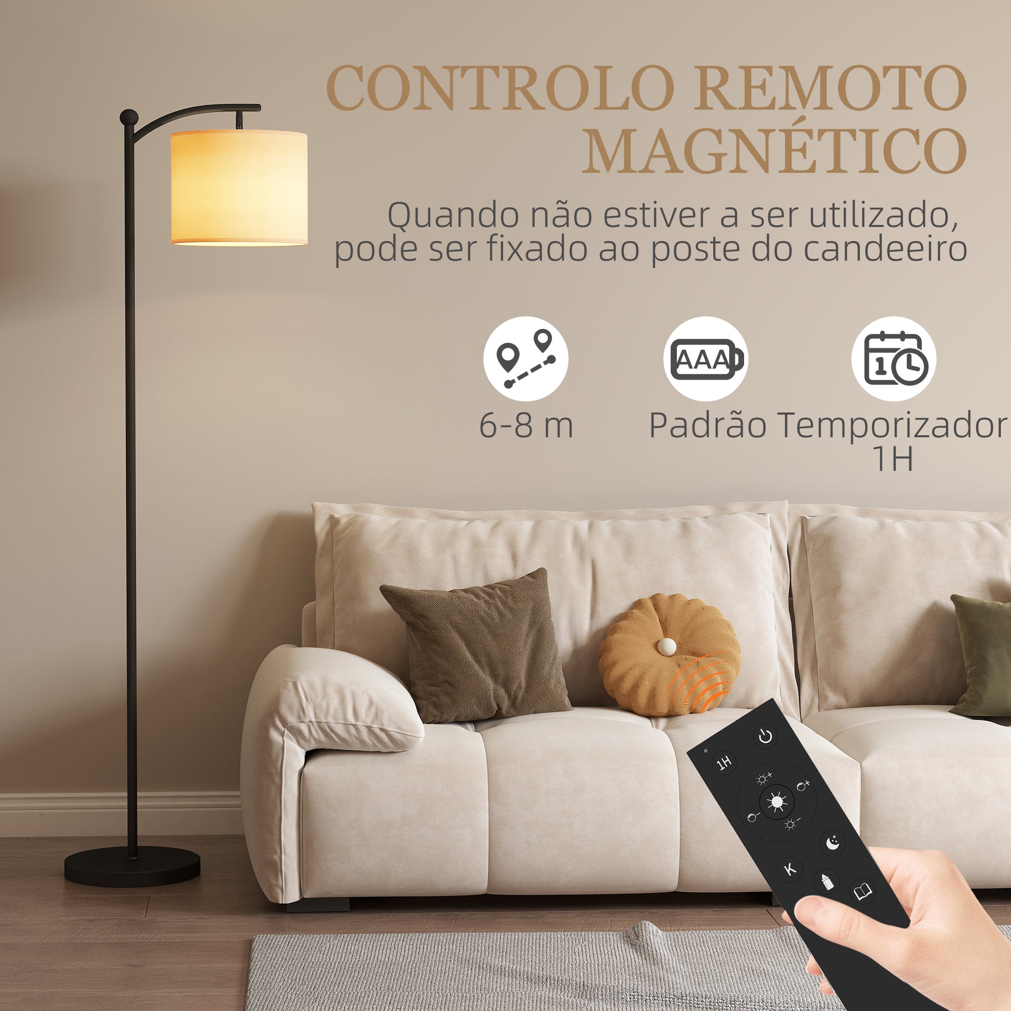 Candeeiro de Pé LED Regulável 54,3x30,6x159,6 cm - Preto