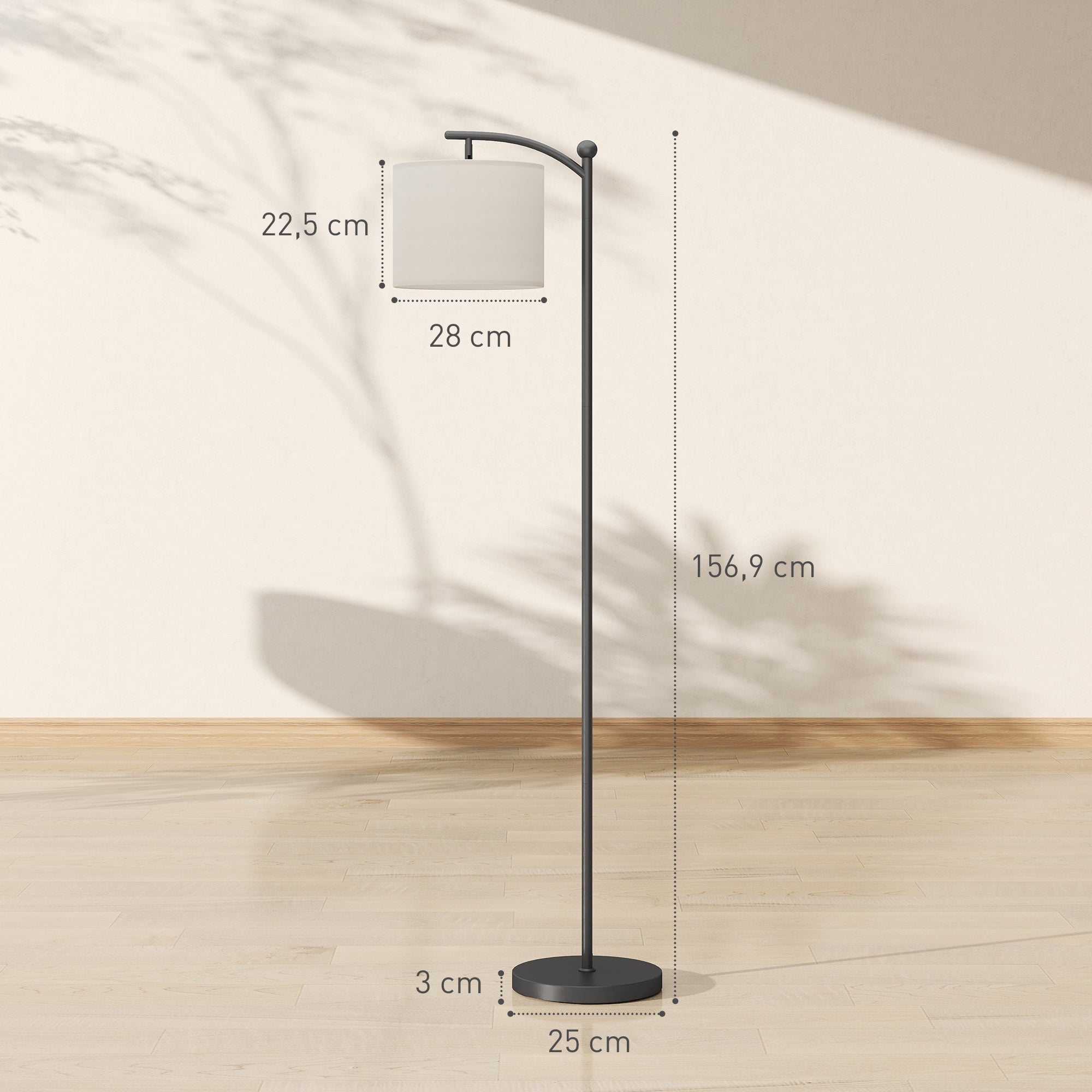 Candeeiro de Pé LED Regulável 54,3x30,6x159,6 cm - Preto