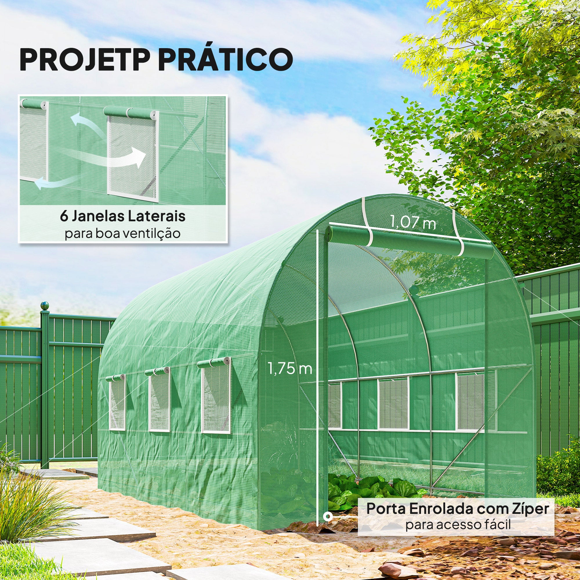 Estufa de Jardim 350x200x200cm - Verde