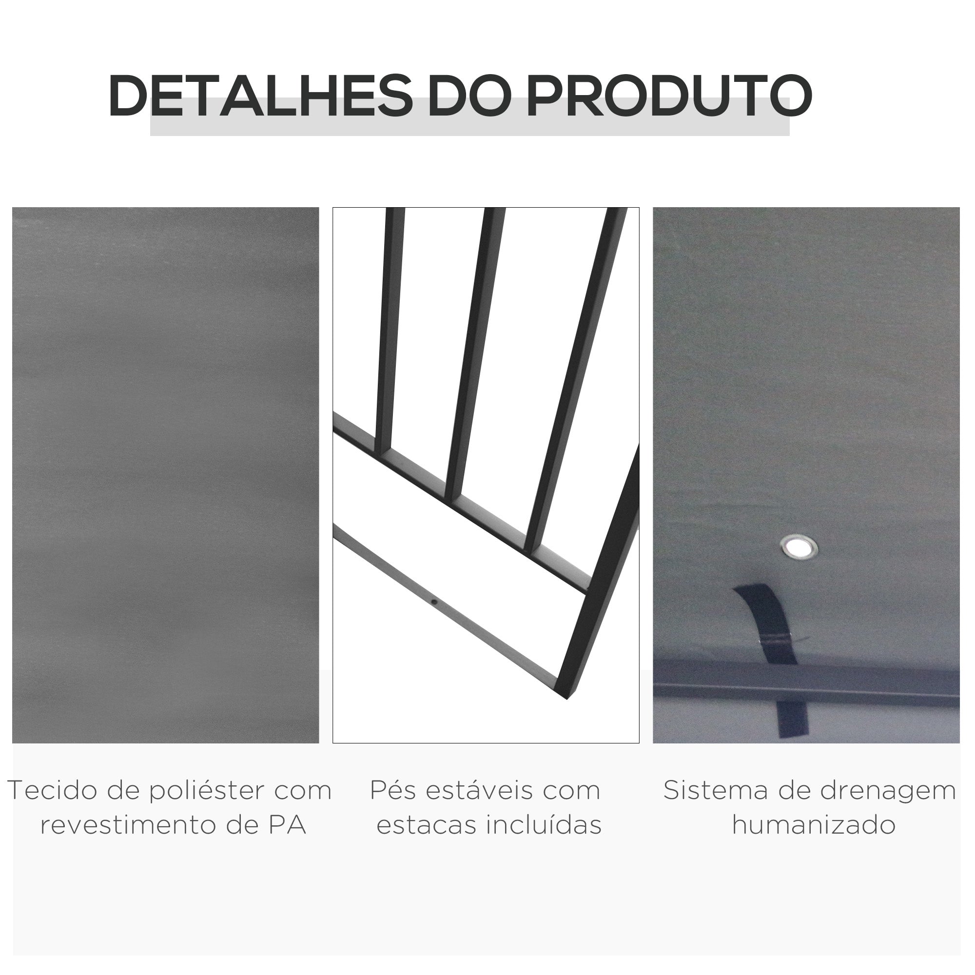 Pérgola de Jardim 3x3 m Cinzenta com Estrutura de Aço - Medidas 295x295x270 cm