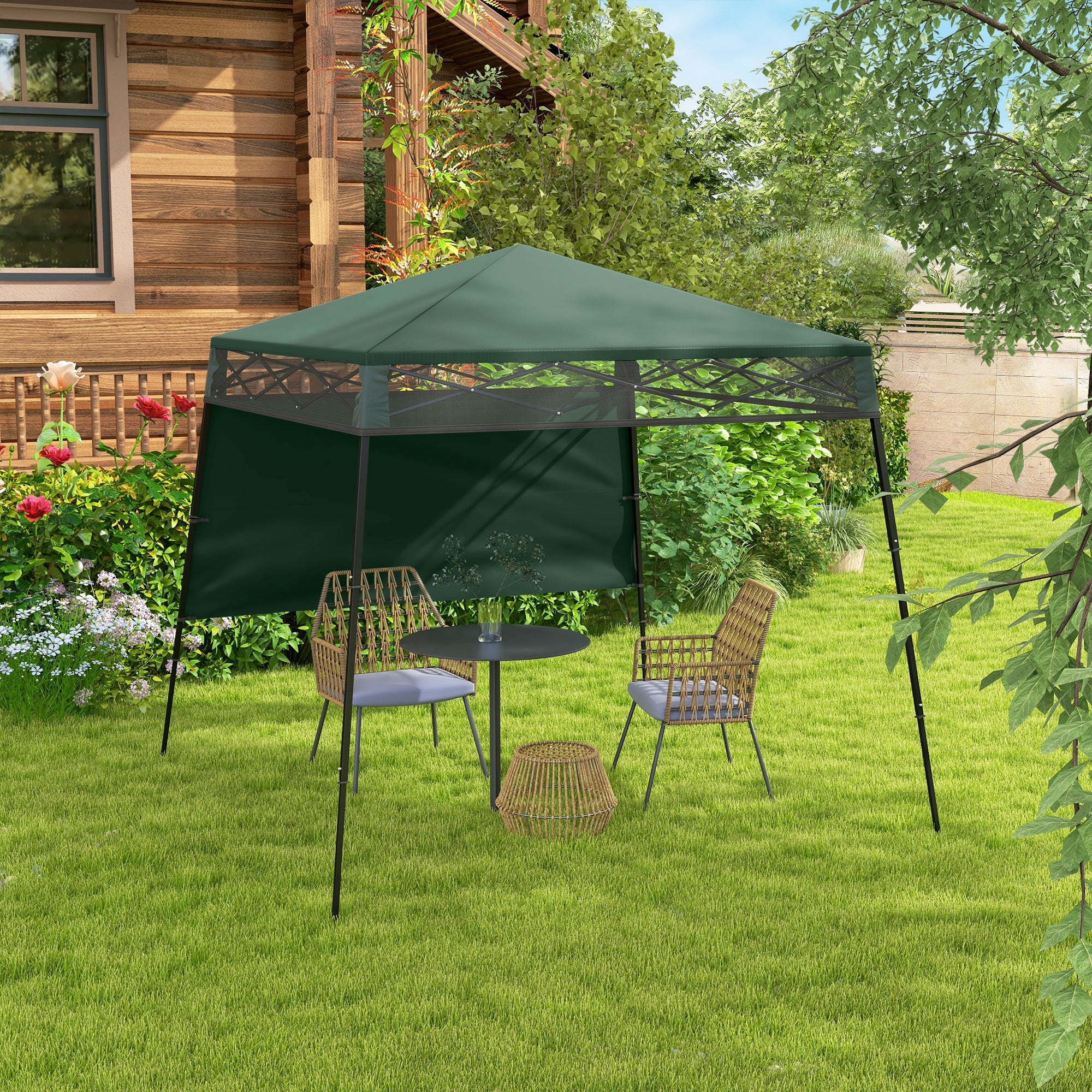 Tenda Dobrável Verde 220x220x200 cm com Proteção UV50+