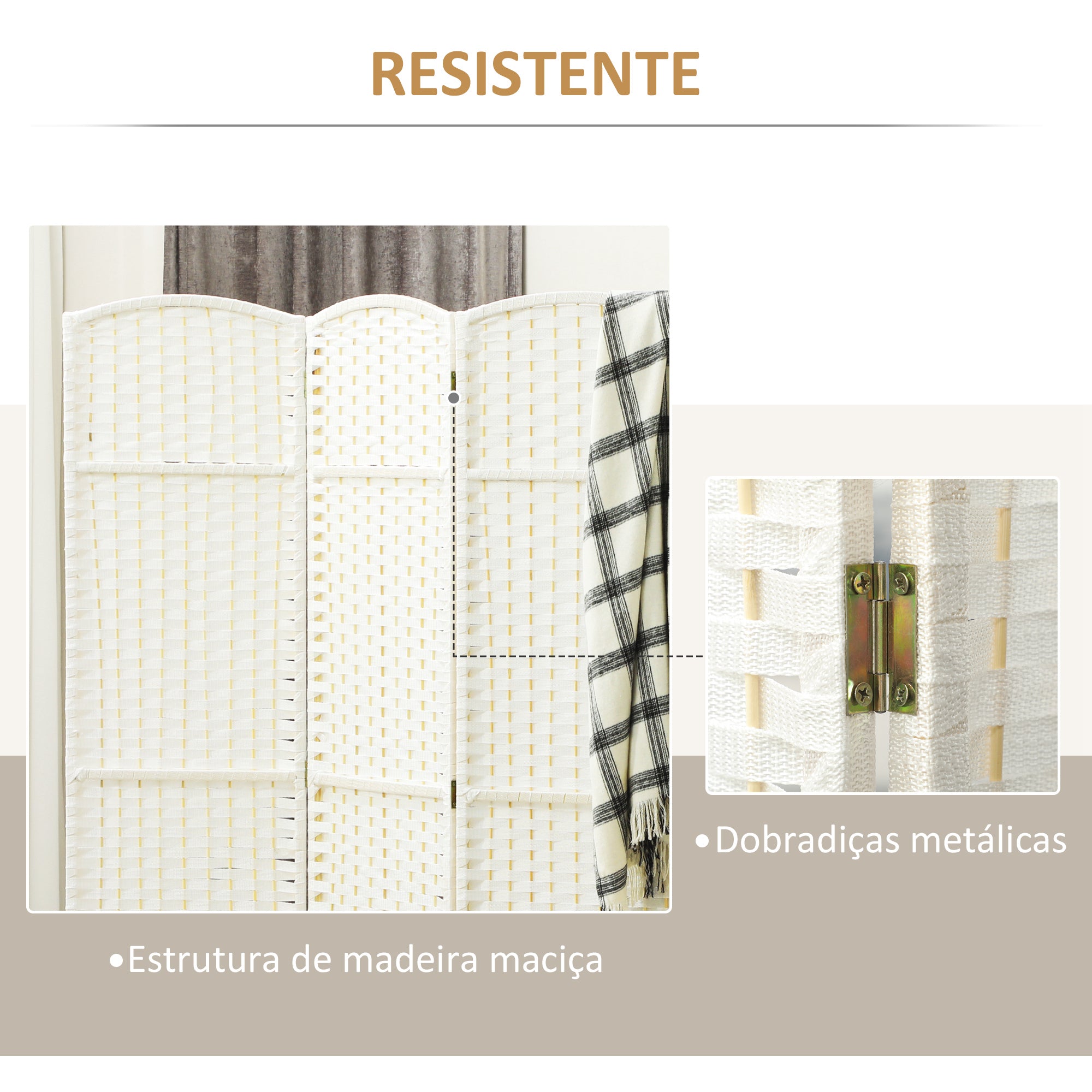 Biombo Separador de Ambientes 160x170 cm Branco