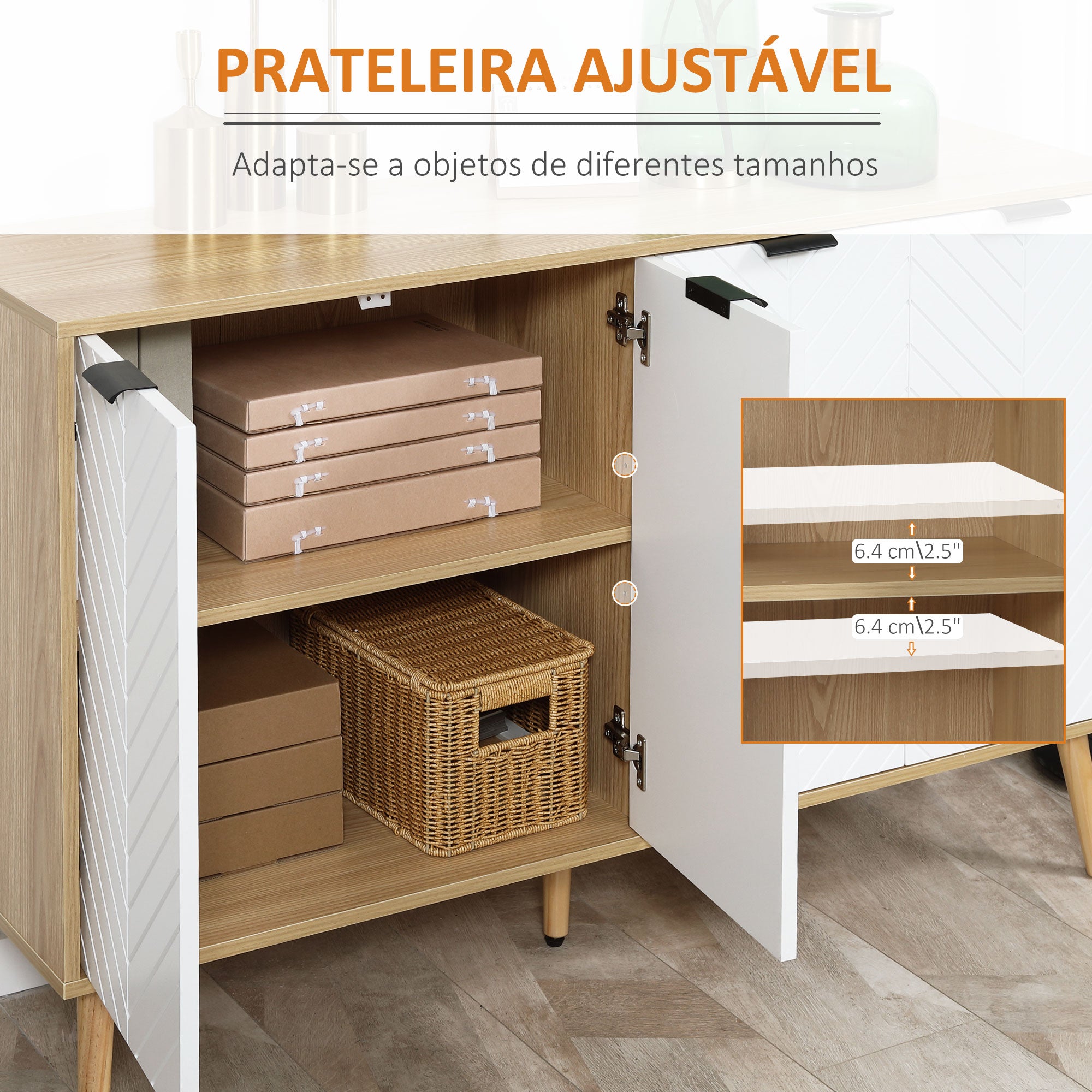 Aparador de Cozinha Moderno 120x35x77,4 cm Branco e Madeira