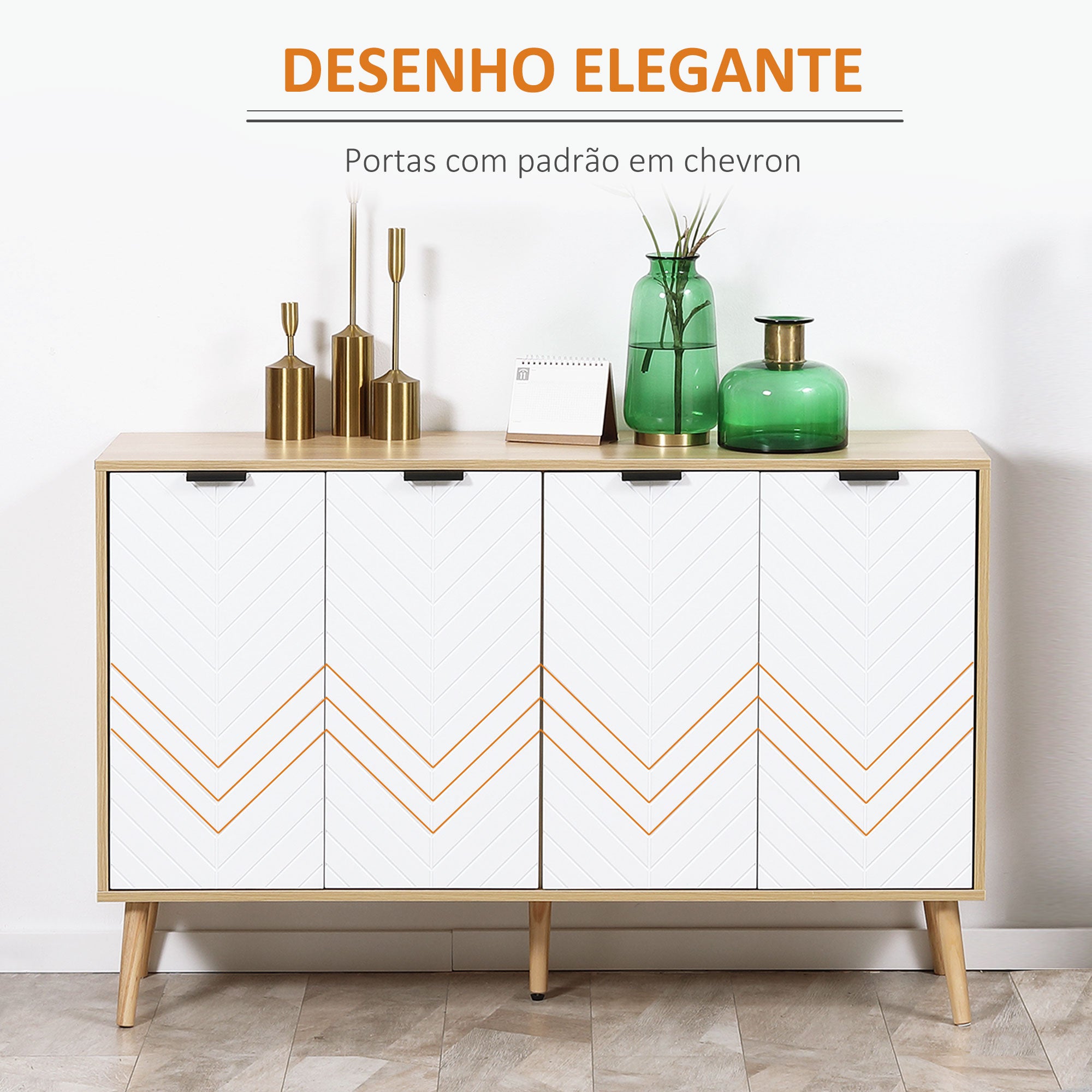 Aparador de Cozinha Moderno 120x35x77,4 cm Branco e Madeira