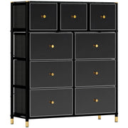 Cómoda de Tecido com 9 Gavetas - 88x30x103,5 cm - Preto