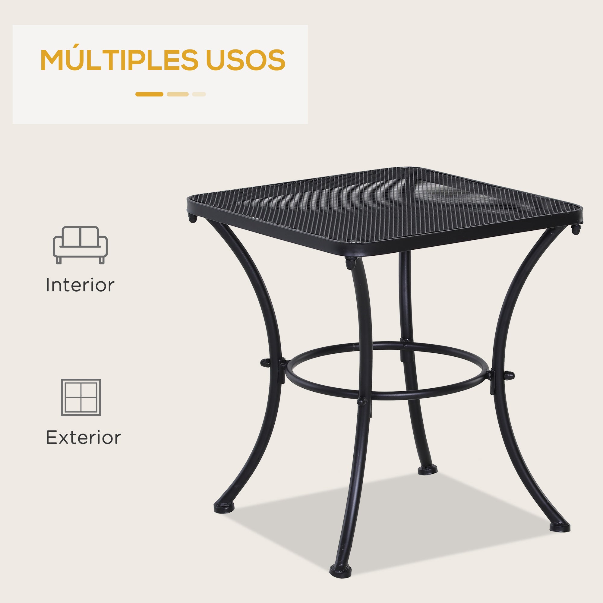 Mesa Exterior Quadrada Preto 45x45x50cm