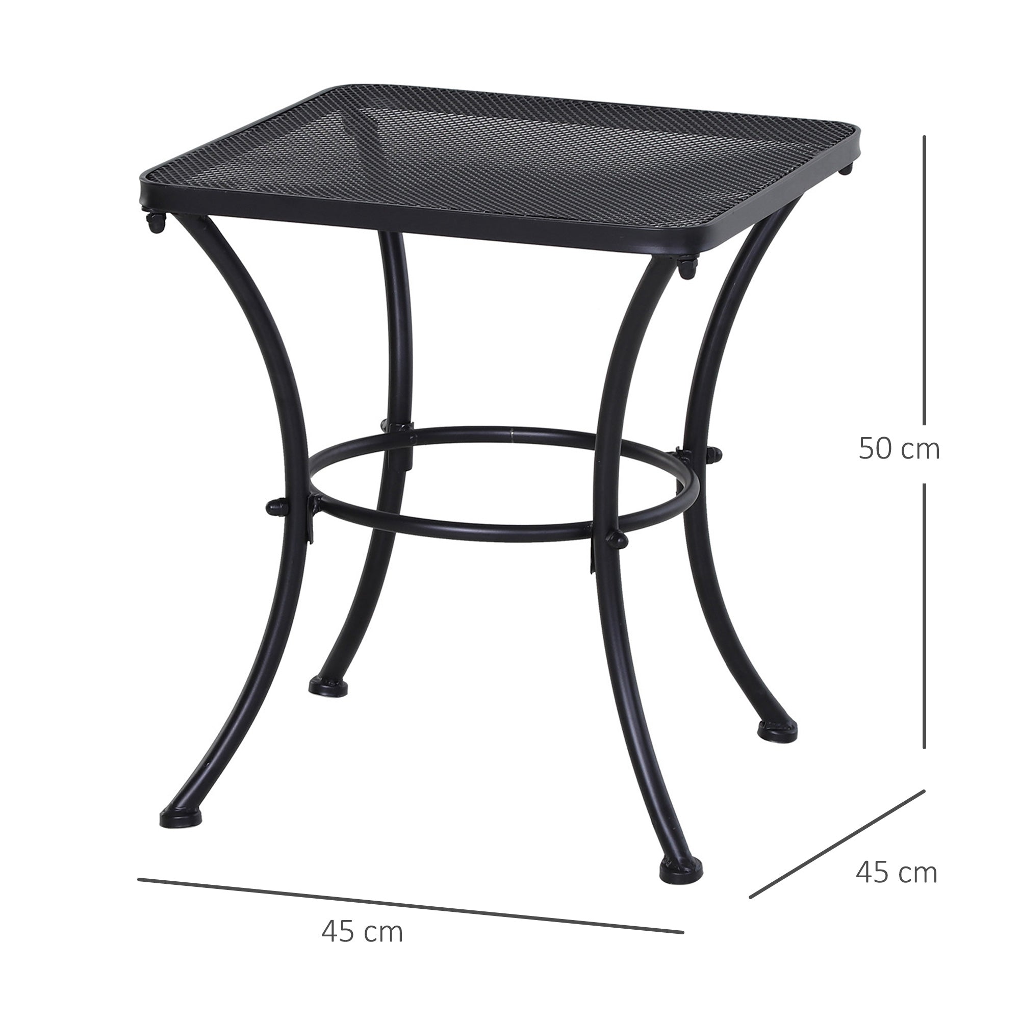Mesa Exterior Quadrada Preto 45x45x50cm