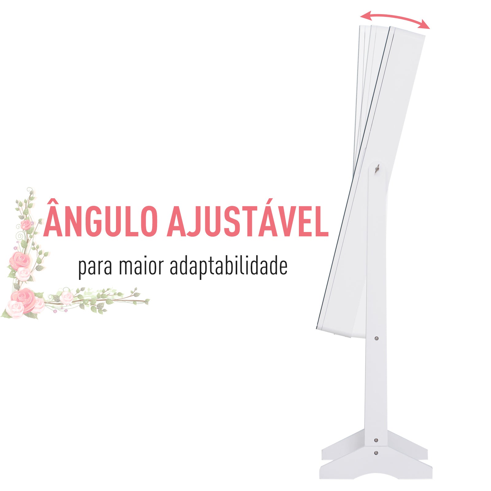 Joalheiro de Pé com Espelho e Luzes LED 30x36x146cm - Branco