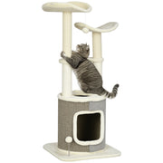 Arranhador para Gatos Torre Altura 110cm Creme e Cinza 48x48x110 cm