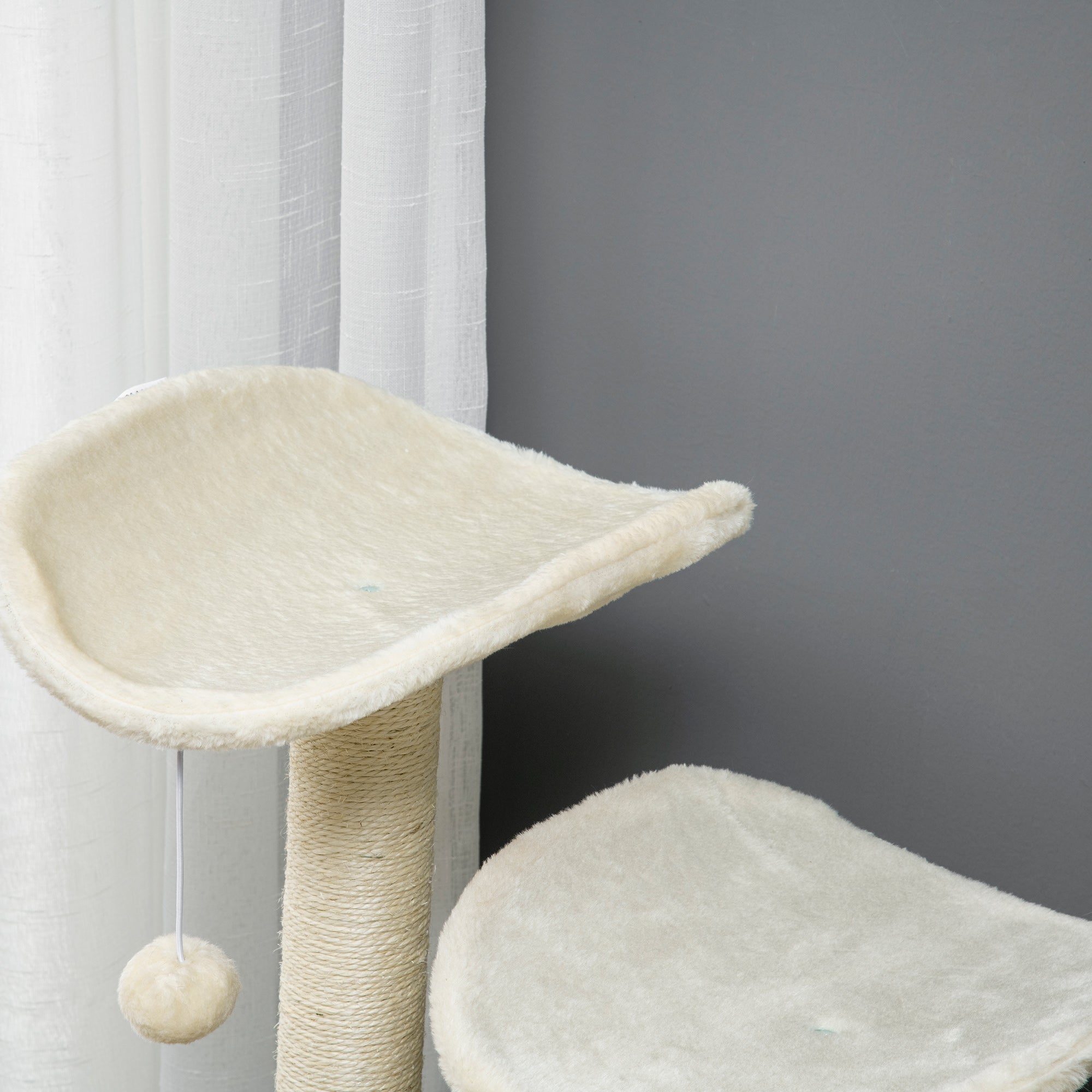 Arranhador para Gatos Torre Altura 110cm Creme e Cinza 48x48x110 cm