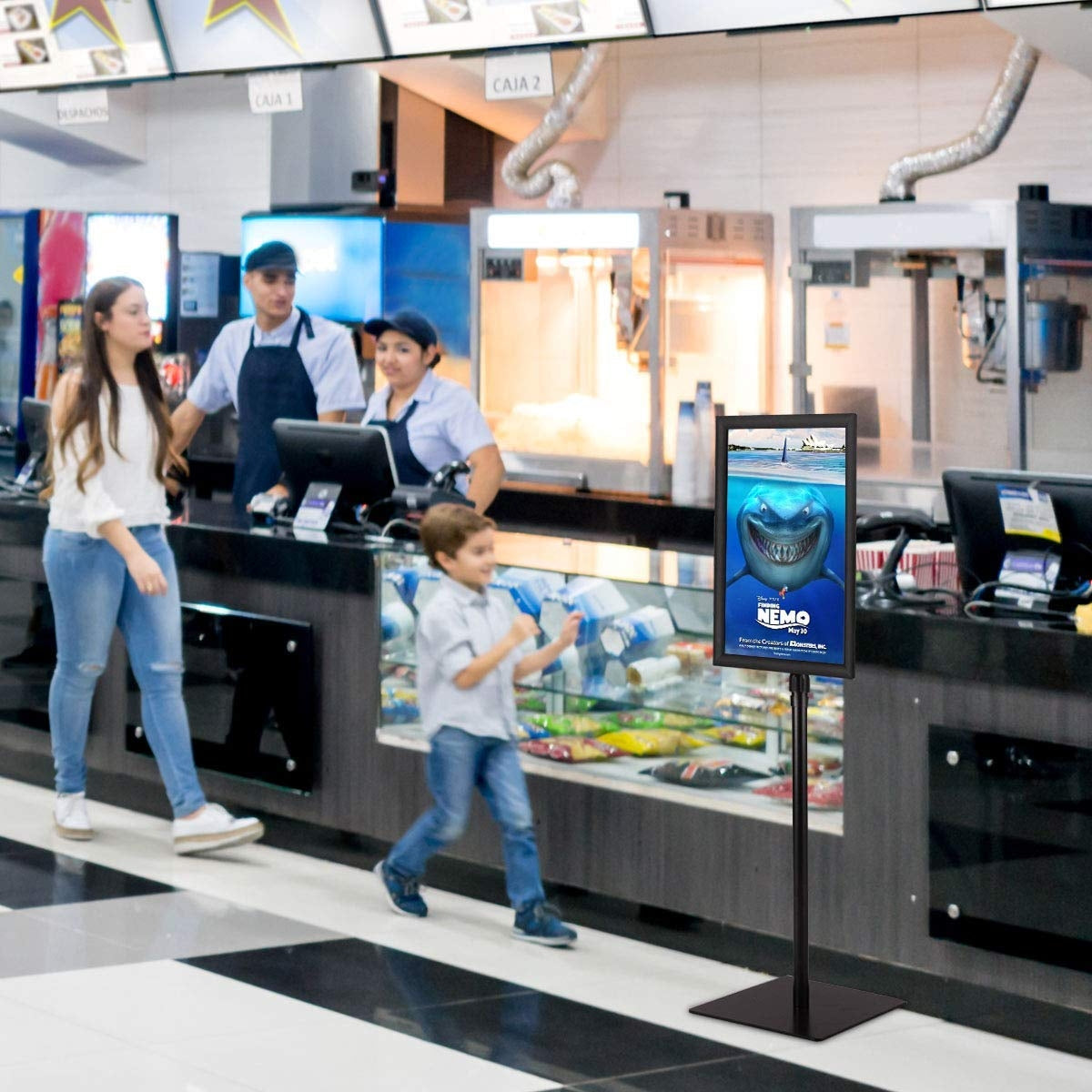 Suporte de Exibição de Menu Publicitário para Sinalização de Pavimento A3 com Altura Ajustável