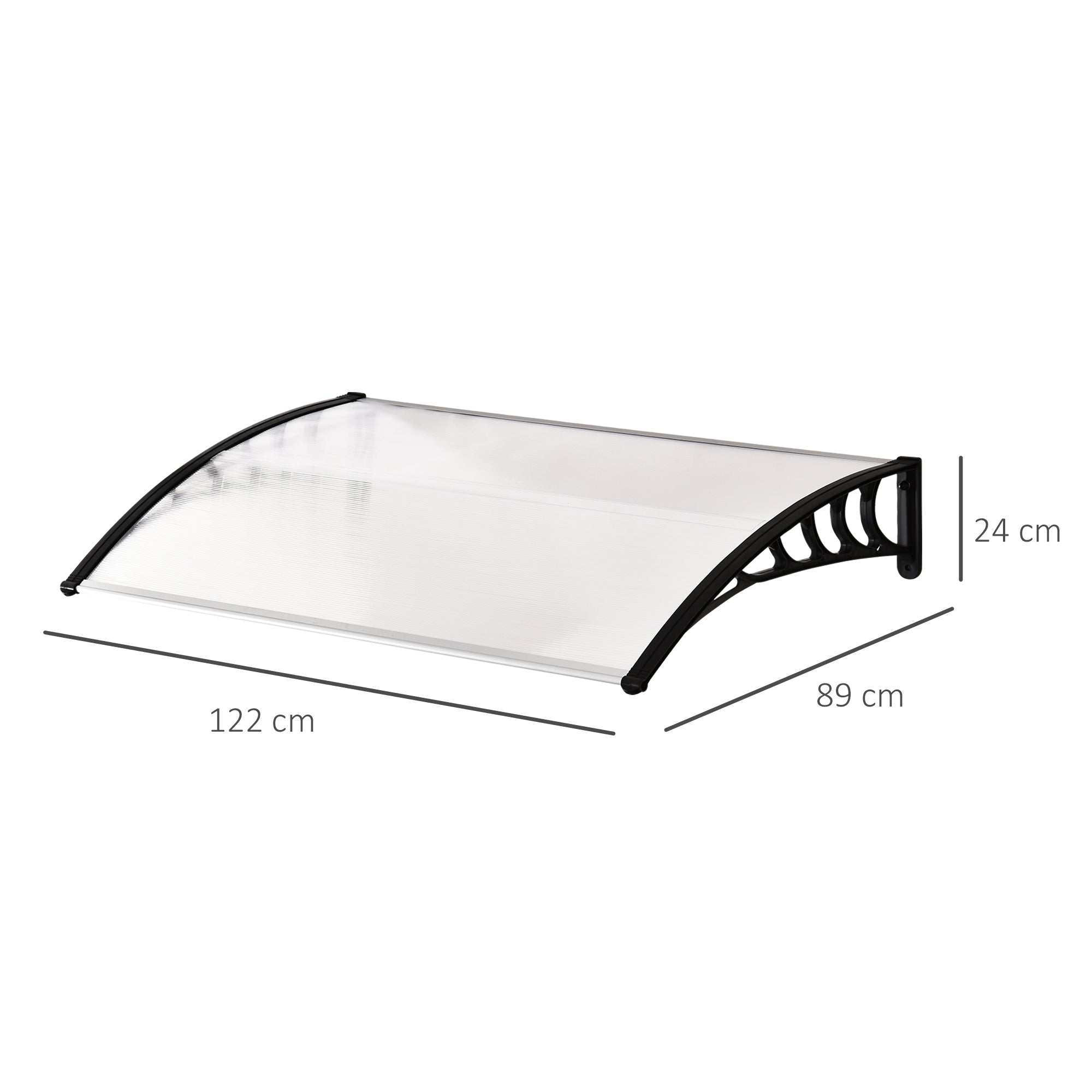 Marquise de Proteção para Portas e Janelas 150x90x25 cm - Transparente e Preto