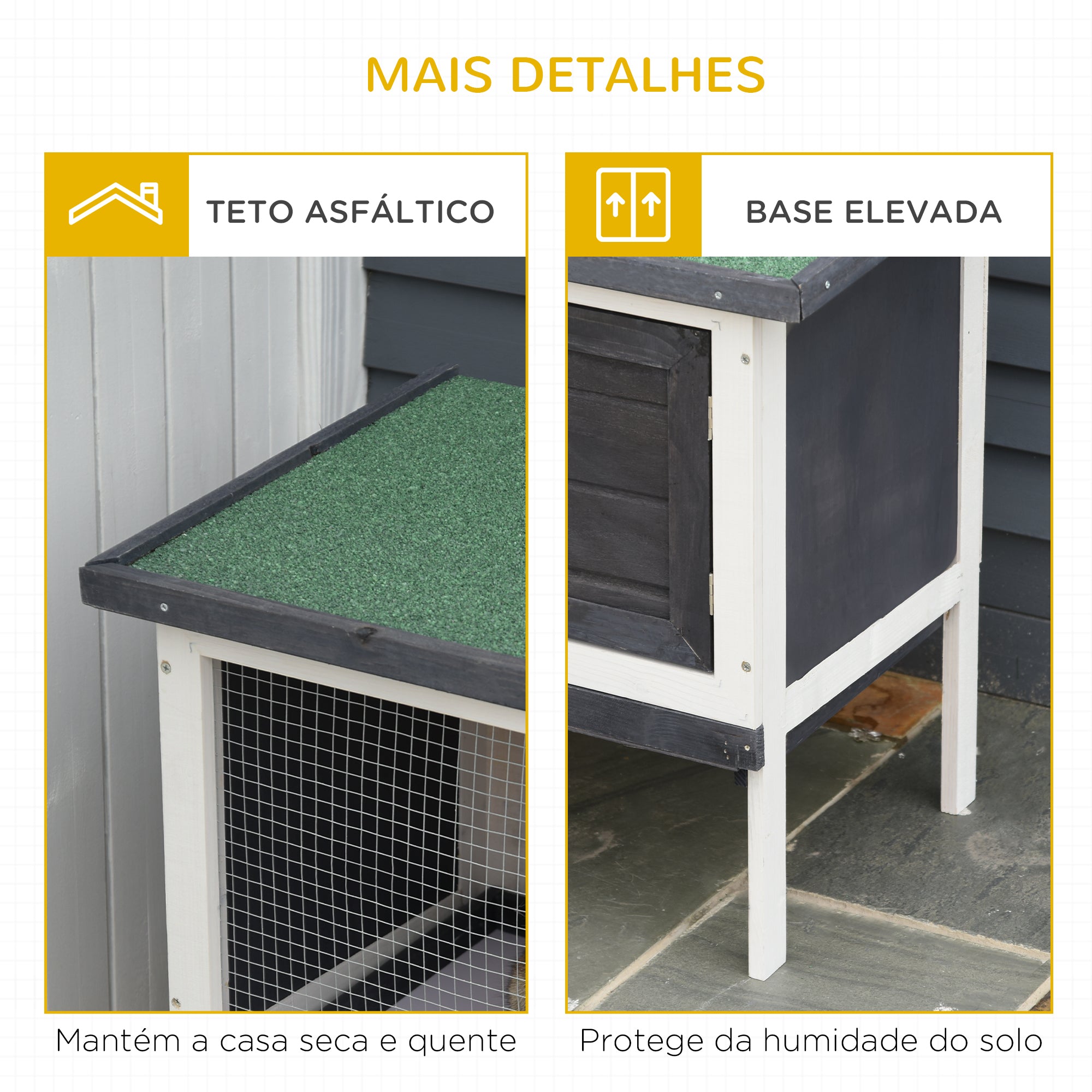 Gaiola Elevada para Animais Pequenos – 90x45x65cm – Preto – Madeira de Abeto