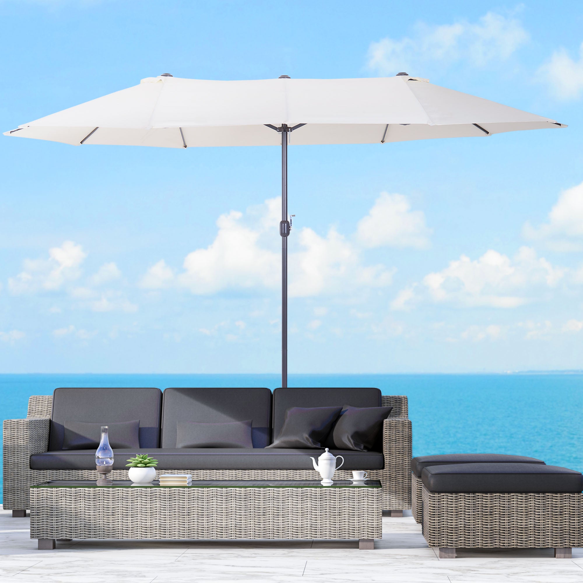 Guarda-Sol 460x270x240cm Bege - Proteção UV para Jardim