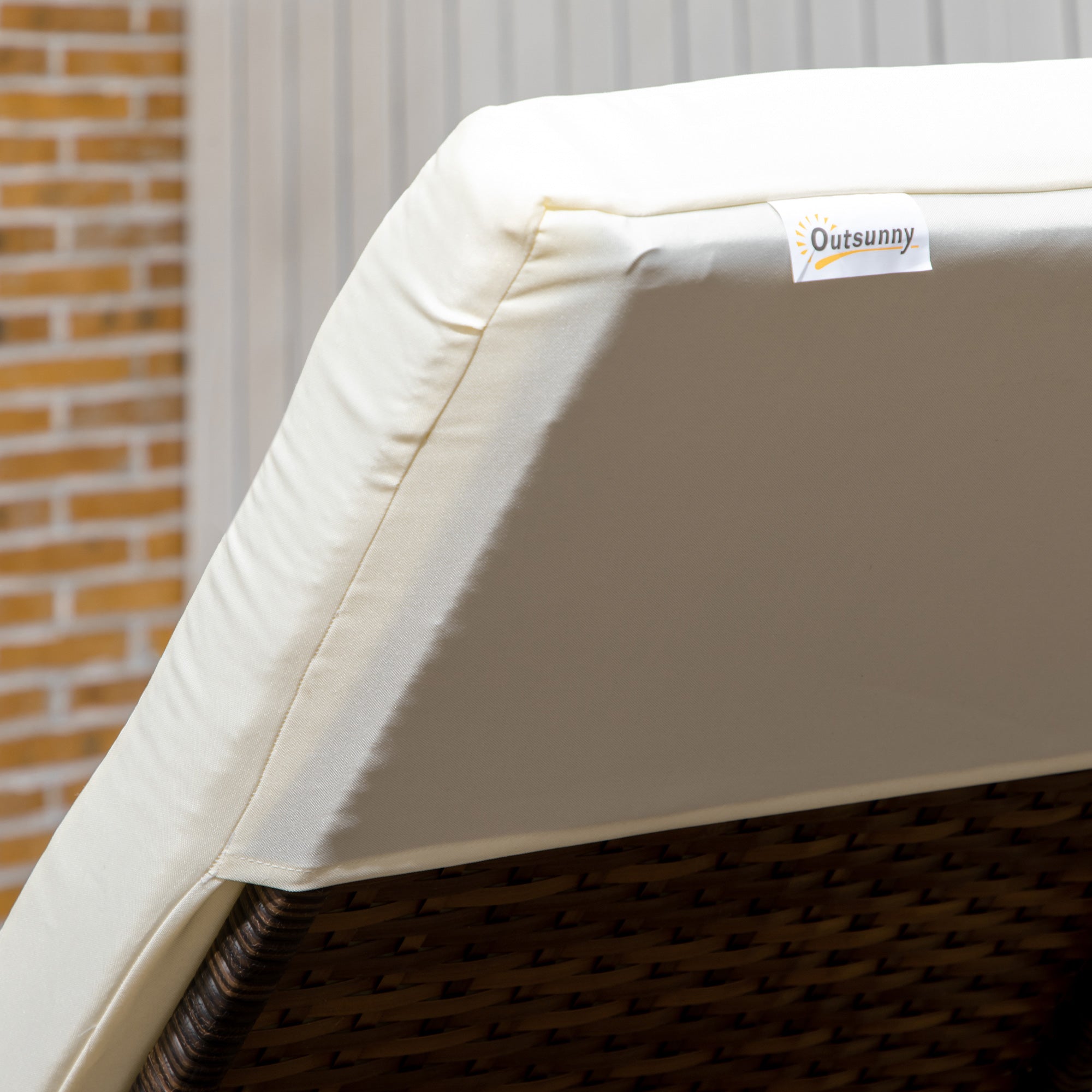 Espreguiçadeiras de Jardim de Vime Sintético Marrom 196x54x32cm - Conjunto de 2 com Mesa de Centro