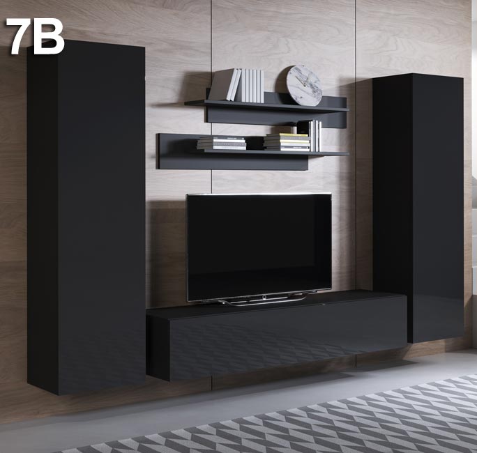 Conjunto de móveis Leiko 7B preto (2,6m)