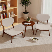 Conjunto de 2 Cadeiras Decorativas com Mesa Auxiliar Cadeiras Estofadas em Veludo de Cordeiro com Estrutura de Madeira Maciça para Quarto Bege