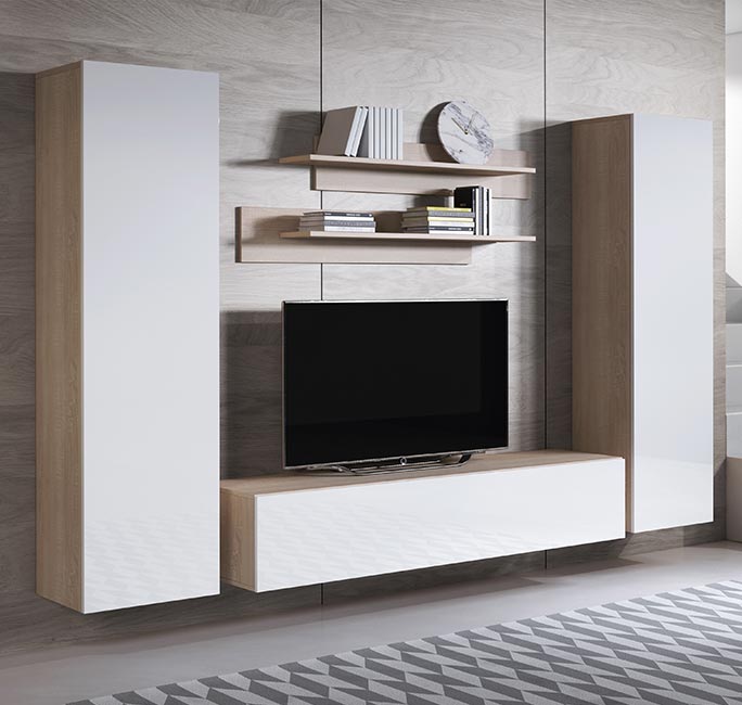 Conjunto de móveis Leiko 7E carvalho sonoma e branco (2,6m)