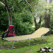 Espreguiçadeira Portátil Reclinável em 4 Posições Bege 187x58x28 cm