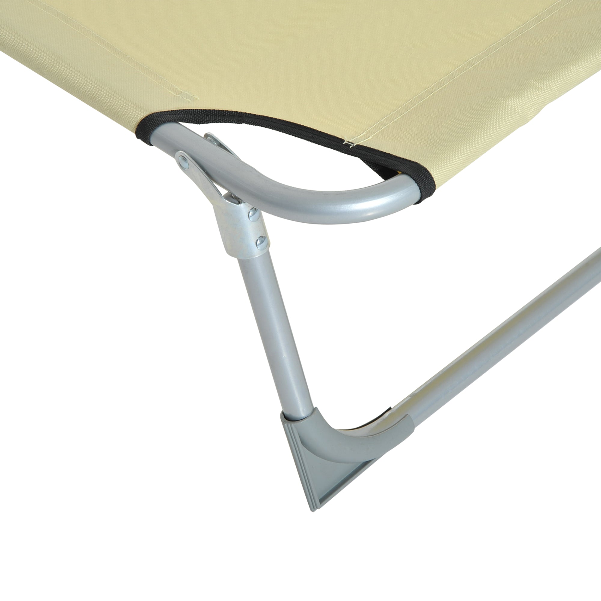 Espreguiçadeira Portátil Reclinável em 4 Posições Bege 187x58x28 cm