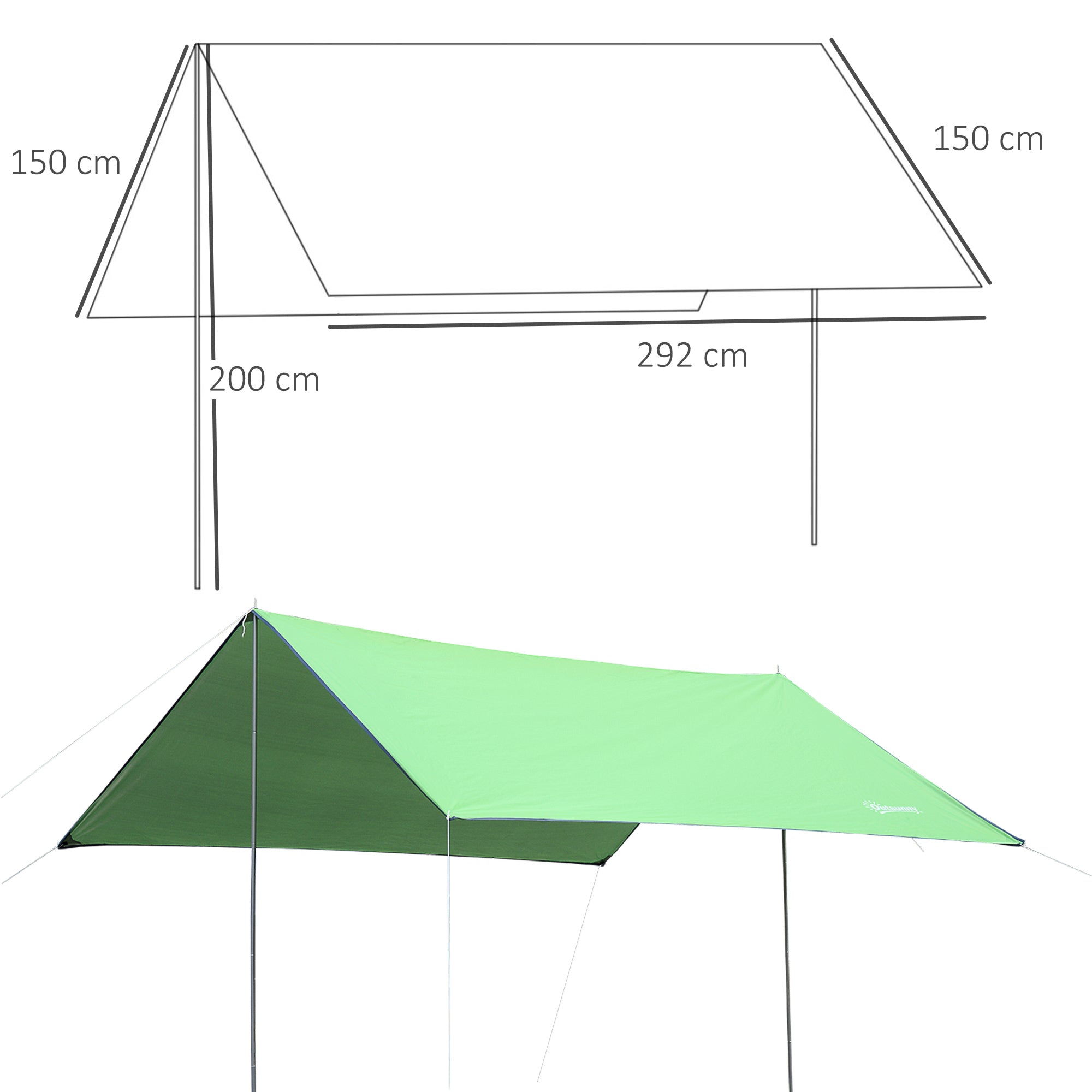 Abrigo de Campismo Portátil 300x292 cm Verde