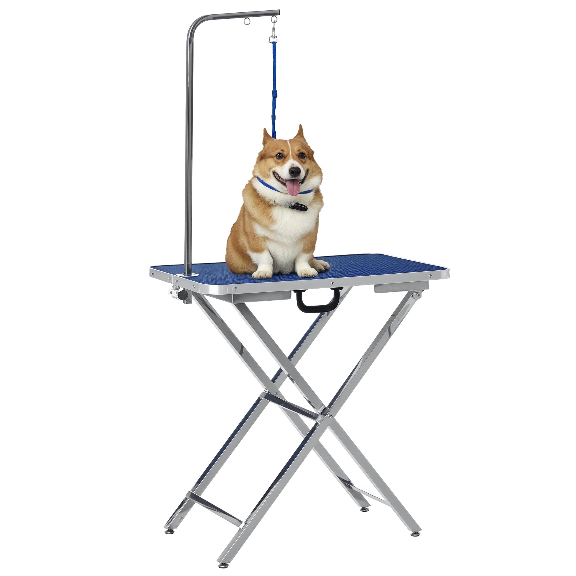 Mesa de Tosquia para Animais de Estimação 72x45x74-81 cm Azul
