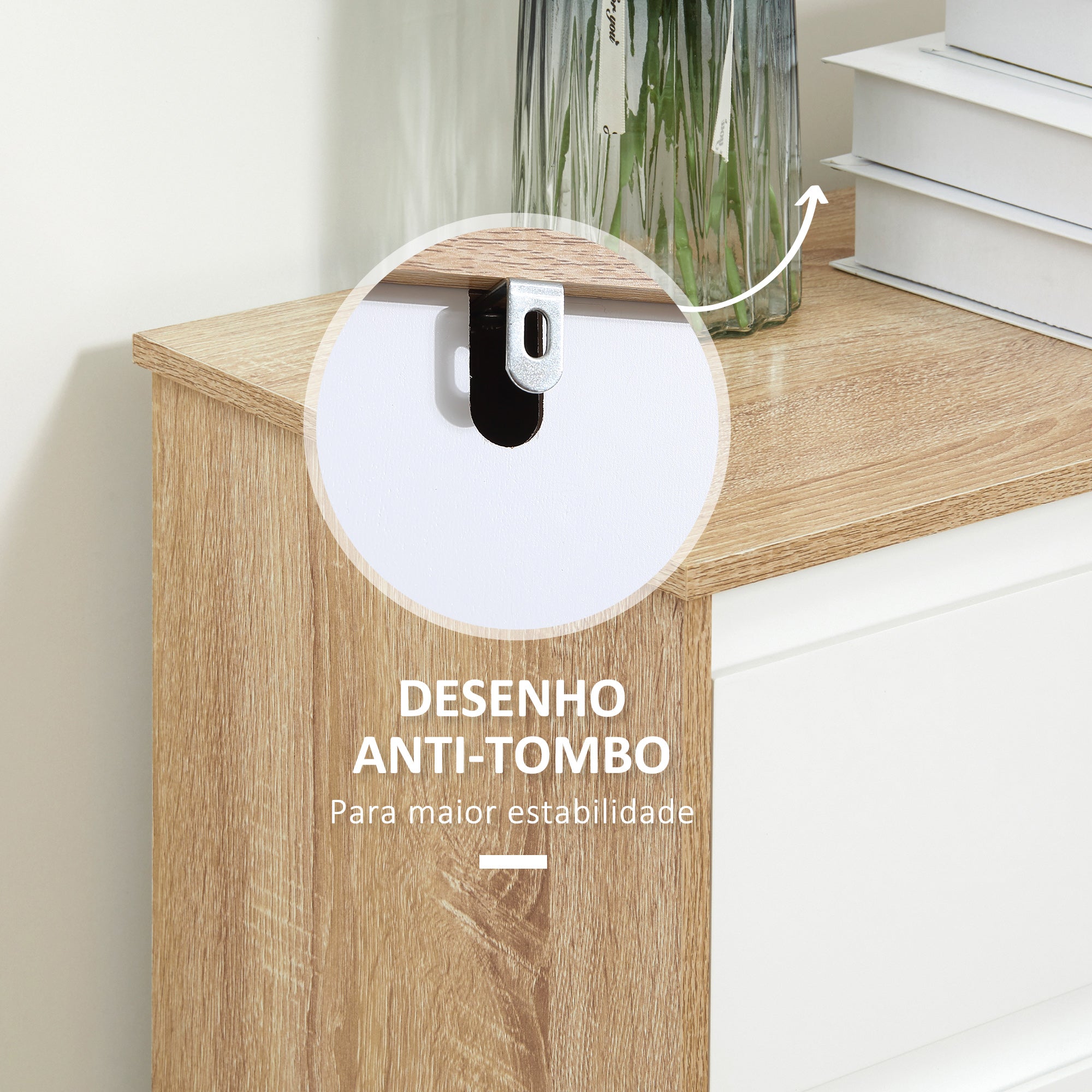 Armário Casa de Banho Moderno 60x30x90 cm Branco e Madeira
