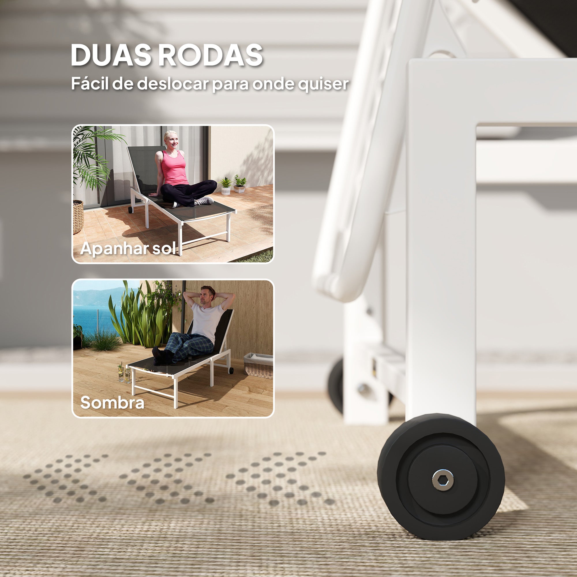 Espreguiçadeira Reclinável de Jardim Cinzento 60x166x84 cm